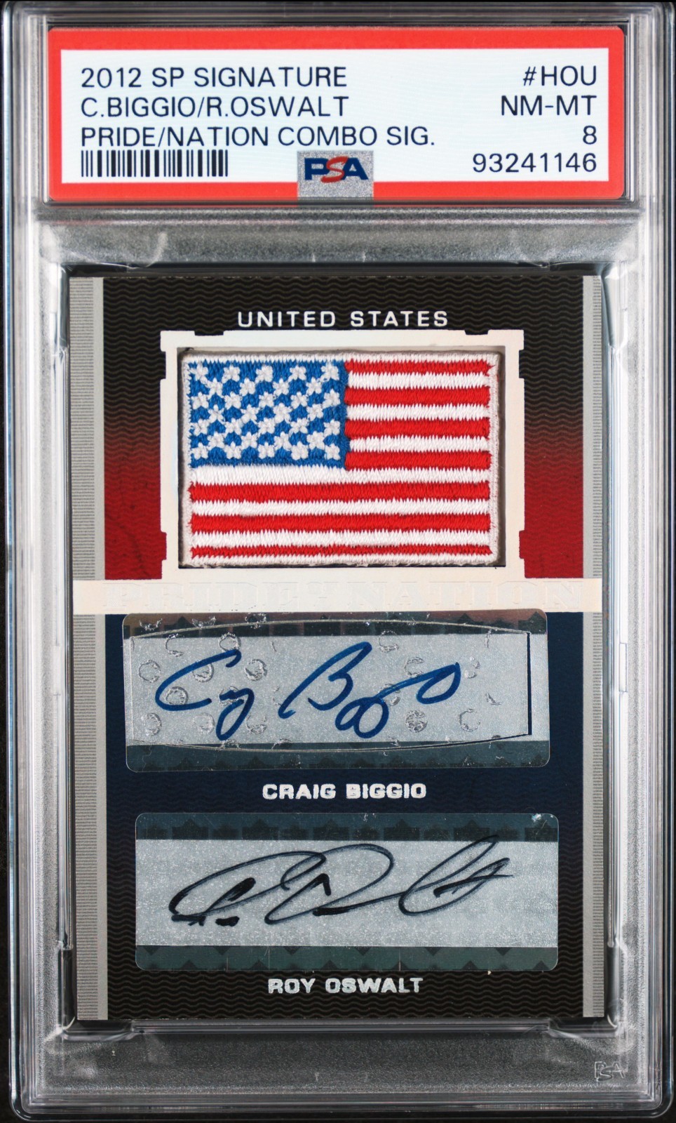 2012 SP Signature CRAIG BIGGIO ROY OSWALT Pride Nation Signed Card PSA 8 Slabbed