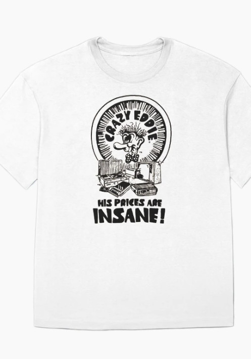 Crazy Eddie T-Shirt Gildan 5000 Funny Retro Graphic Tee White Unisex Crazy Price Crazy Eddie T-Shirt Gildan 5000 Funny Retro Graphic Tee White Unisex Crazy Price