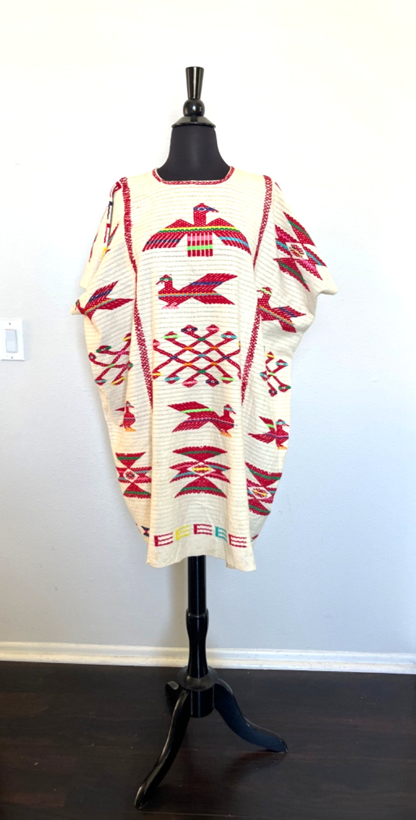 Vintage Huipil Oaxaca Mexican Dress Handmade Embroidered Boho