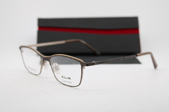 NEW KLIIK DENMARK 746 M202 BROWN GOLD GUNMETAL AUTHENTIC EYEGLASSES 47-16