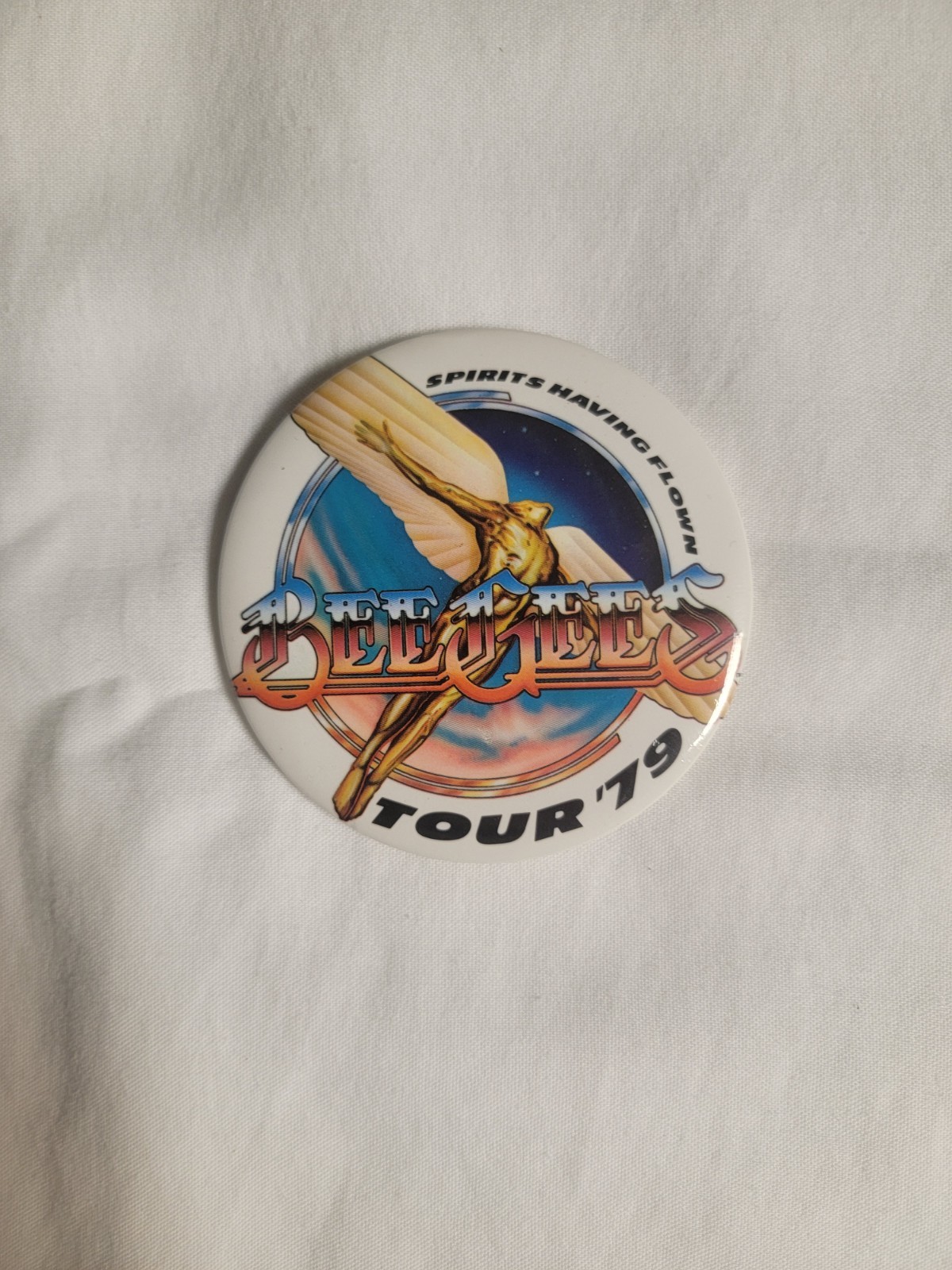 Vintage 1979 Bee Gees Spirits Having Flown Tour Pinback Button - RSO Promo