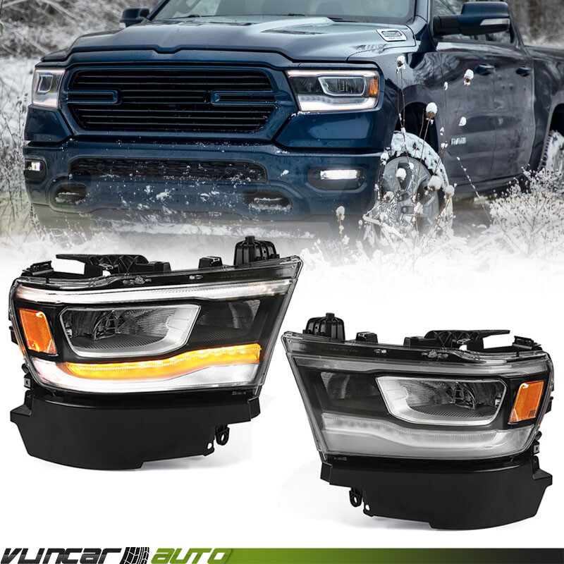 2P For Dodge RAM 1500 2019-2024 Full LED DRL Chrome Headlights Headlamps LH RH