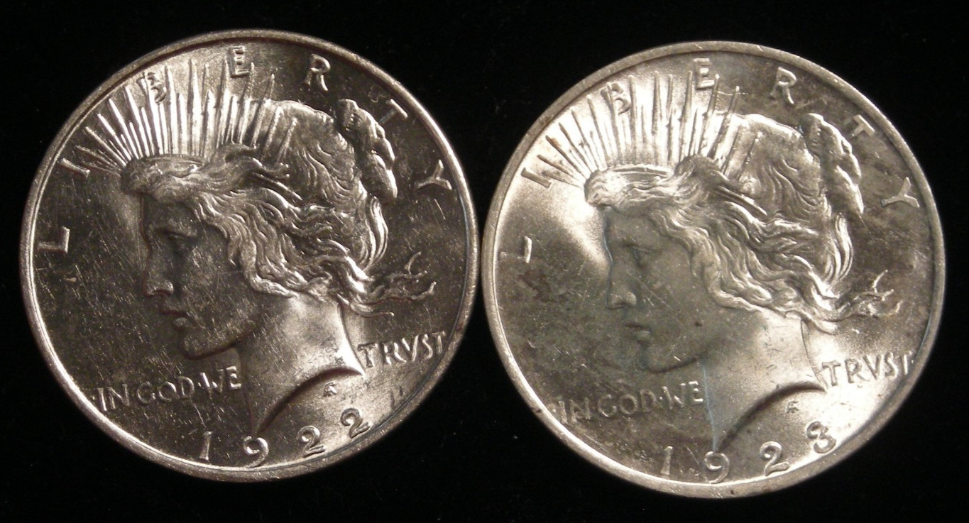 1922 and 1923 P Peace dollars Unc. 1922 and 1923 P Peace dollars Unc.