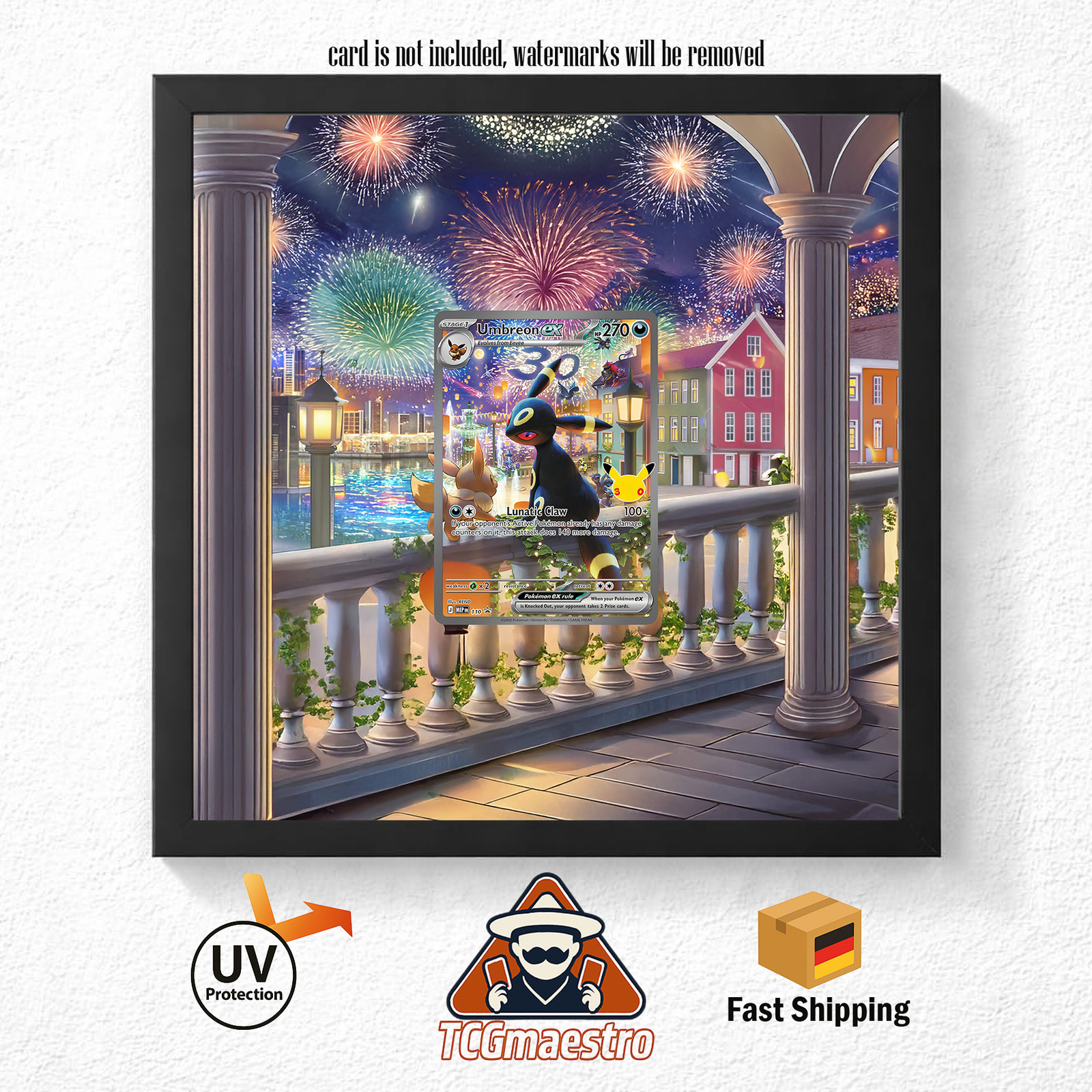 Picture Frame Pokemon Nachtara Umbreon 30th Promo Display Art Frame