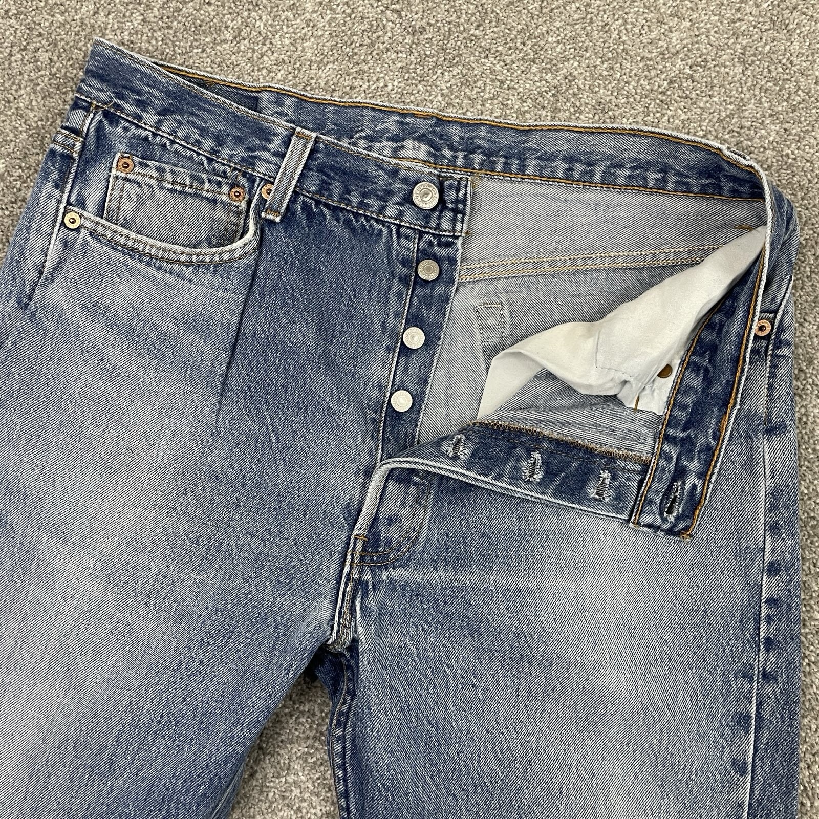 Vintage Levis 501 Jeans Men 36x30 (Hemmed 33x26) USA 90s Button Fly Work Denim