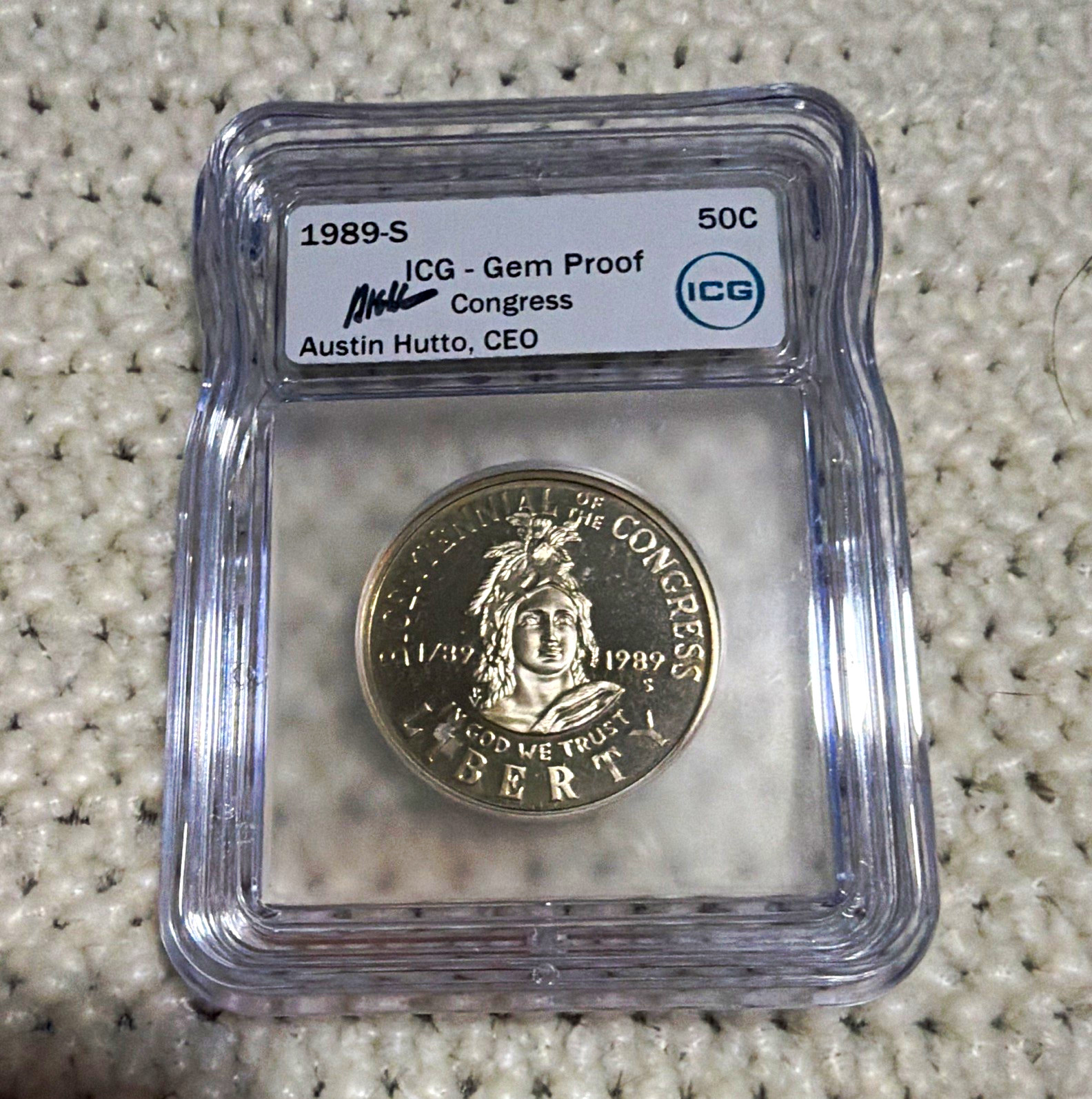 ICG 1989-S 50C Congress Commemorative Proof, 0.900 Fine KM#220