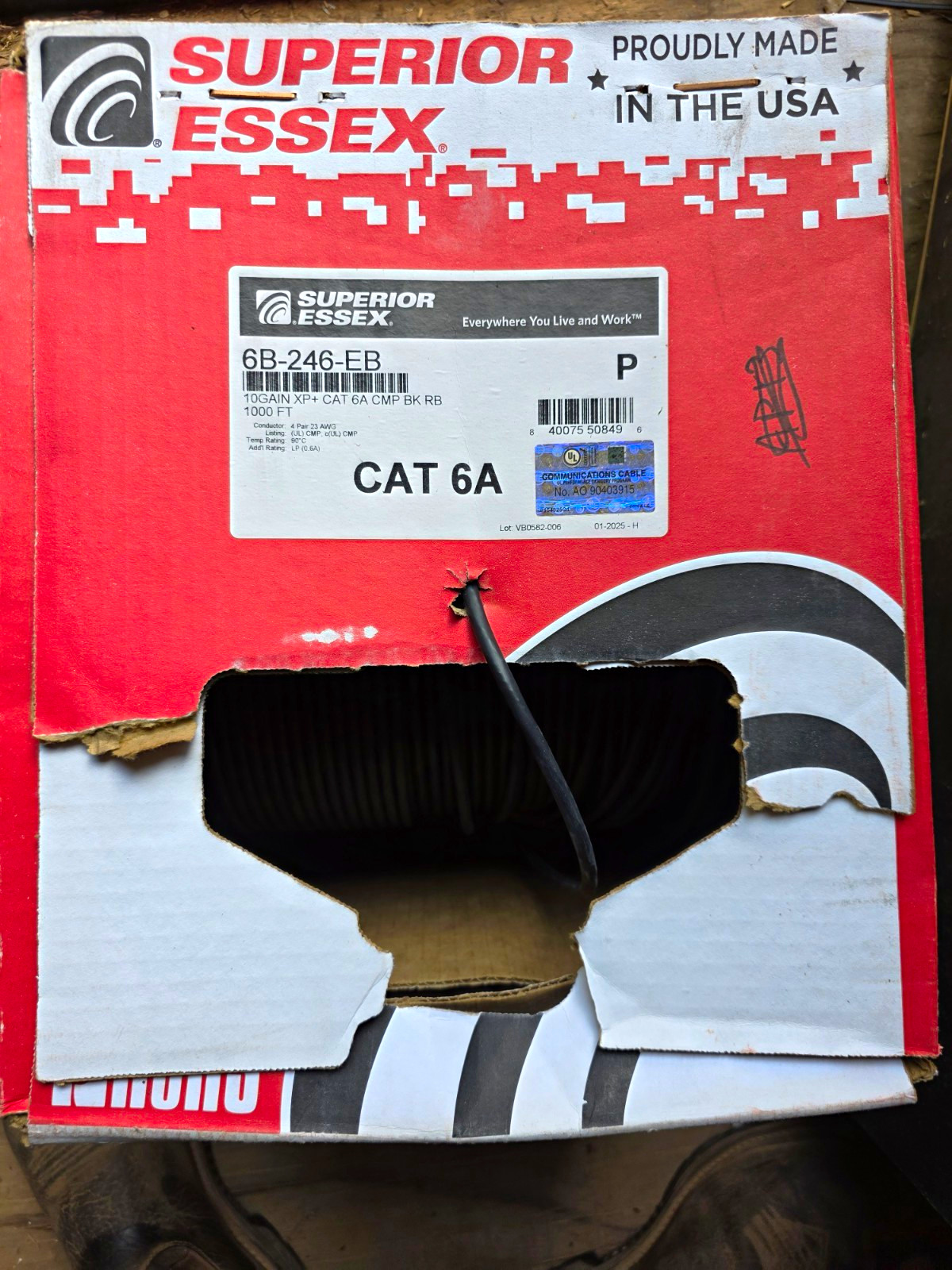 Superior Essex Cat 6A 840 ft Black Plenum