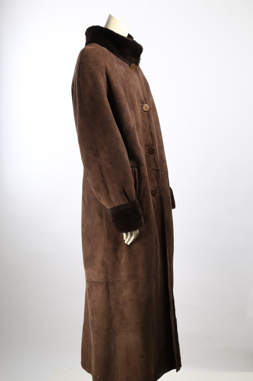 Vintage Julio Tango Brown Suede Shearling Fur Trim Long Coat Womens Size 12 Vintage Julio Tango Brown Suede Shearling Fur Trim Long Coat Womens Size 12
