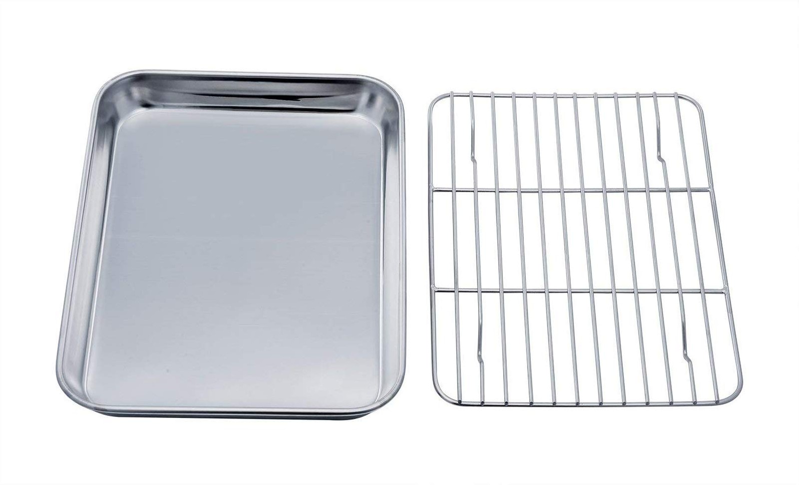 TeamFar Toaster Oven Tray and Rack Set, 9.3’’ x 7’’ x 9.3 x 7 x 1inch, Silver TeamFar Toaster Oven Tray and Rack Set, 9.3’’ x 7’’ x 9.3 x 7 x 1inch, Silver