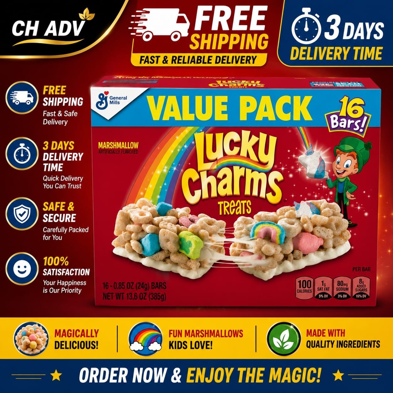 Lucky Charms Marshmallow Value Pack St. Patrick's Day 16 Count (Pack of 1) Lucky Charms Marshmallow Value Pack St. Patrick's Day 16 Count (Pack of 1)