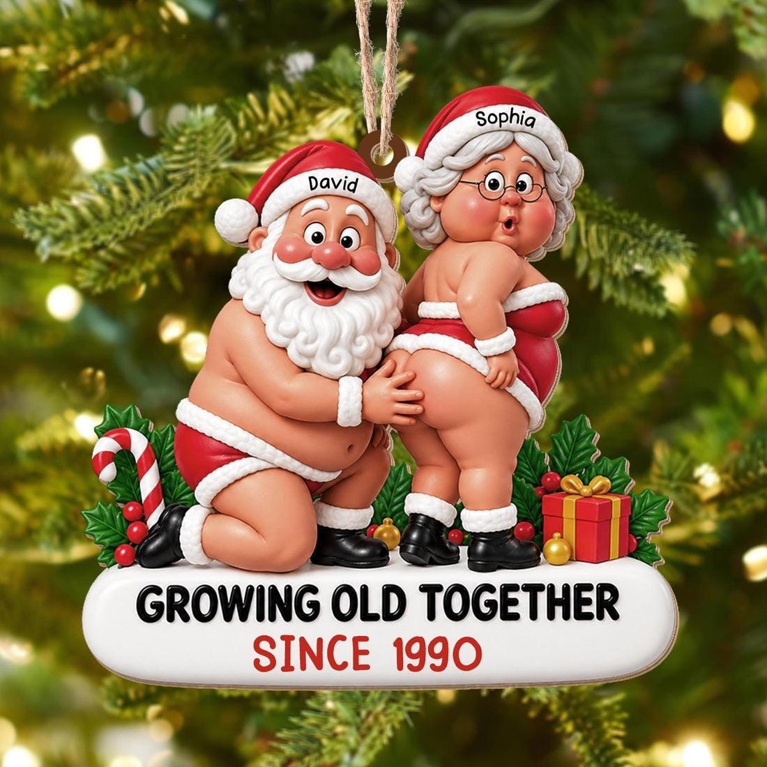 Personalized Couple Acrylic Ornament, Growing Old Together Christmas Keepsake