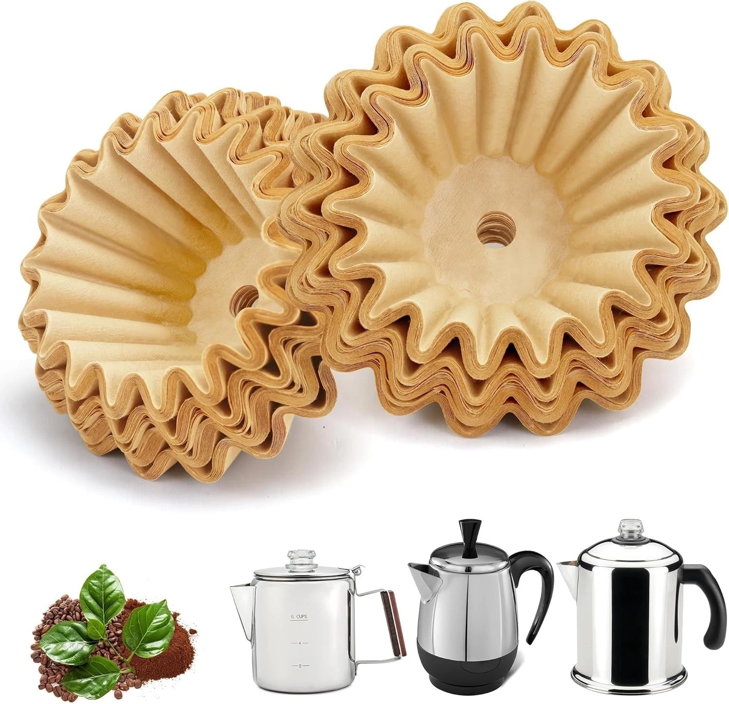 150 Pack Percolator Coffee Filters Paper Basket Filters for 4-9 Cup Coffee Maker