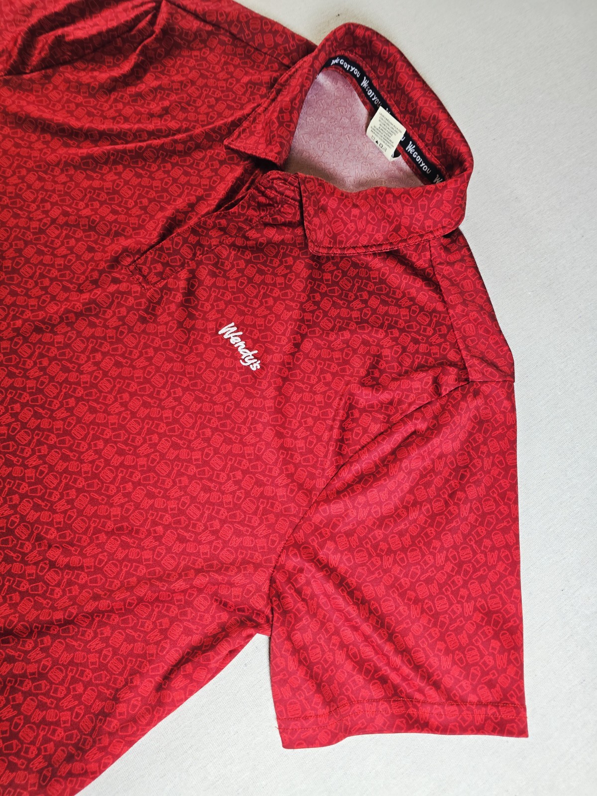 Wendy's Men's L Employee Uniform Red Polo Shirt AOP Barco Uniforms Wendy's Men's L Employee Uniform Red Polo Shirt AOP Barco Uniforms