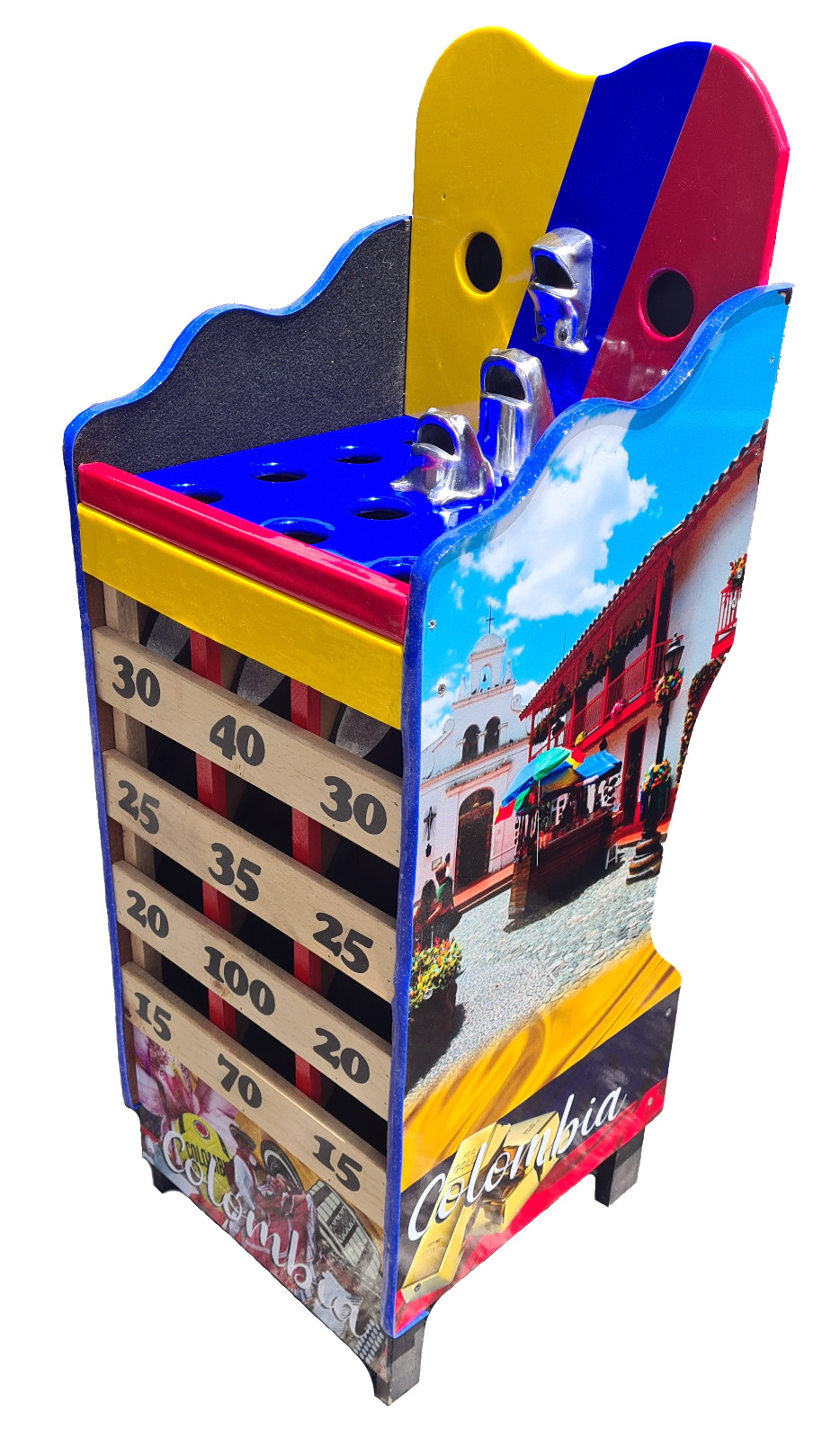 Juego de Sapo Rana Desarmable Colombia Con Argollas y Tablero de Puntuación