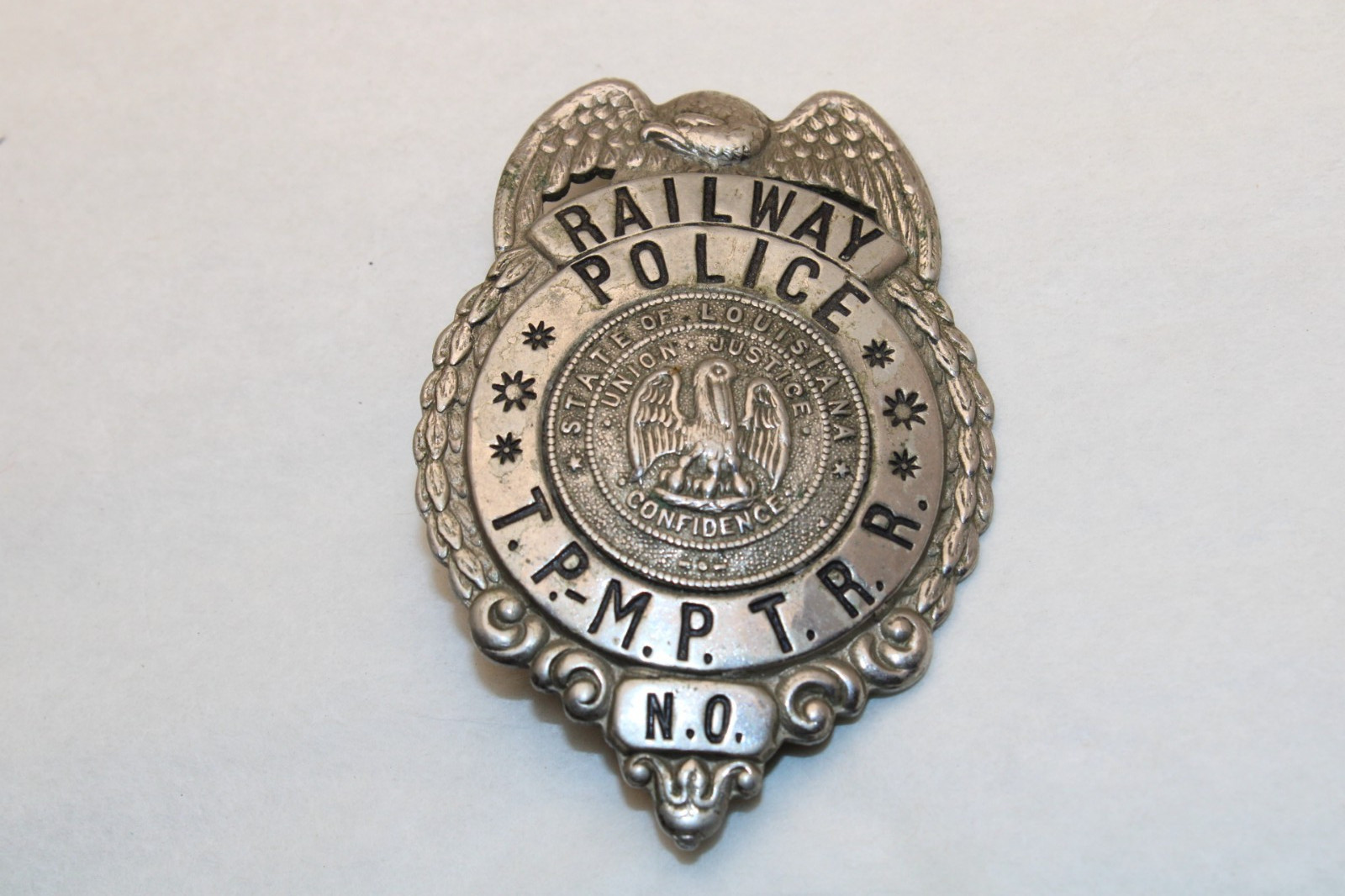 Vintage OBSOLETE New Orleans Louisiana Railroad RAILWAY POLICE BADGE Vintage OBSOLETE New Orleans Louisiana Railroad RAILWAY POLICE BADGE