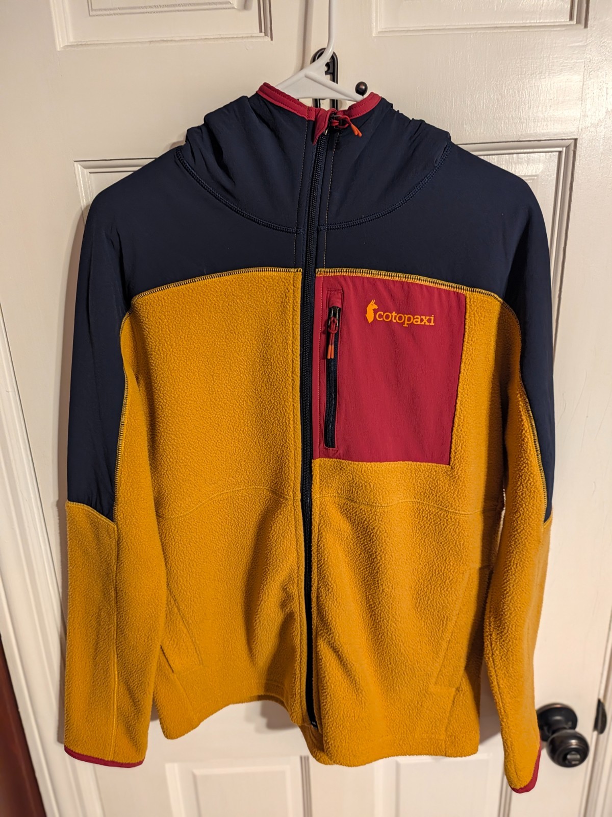 Cotopaxi Womens Yellow & Blue Fleece Abrazo Hooded Full Zip Jacket Size M