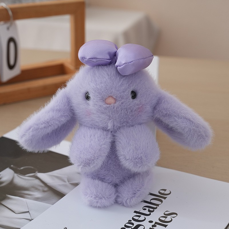16cm Cute Bow Bunny Rabbit Plush Filled Toy Bag Pendant Keychain Doll Girl Gift