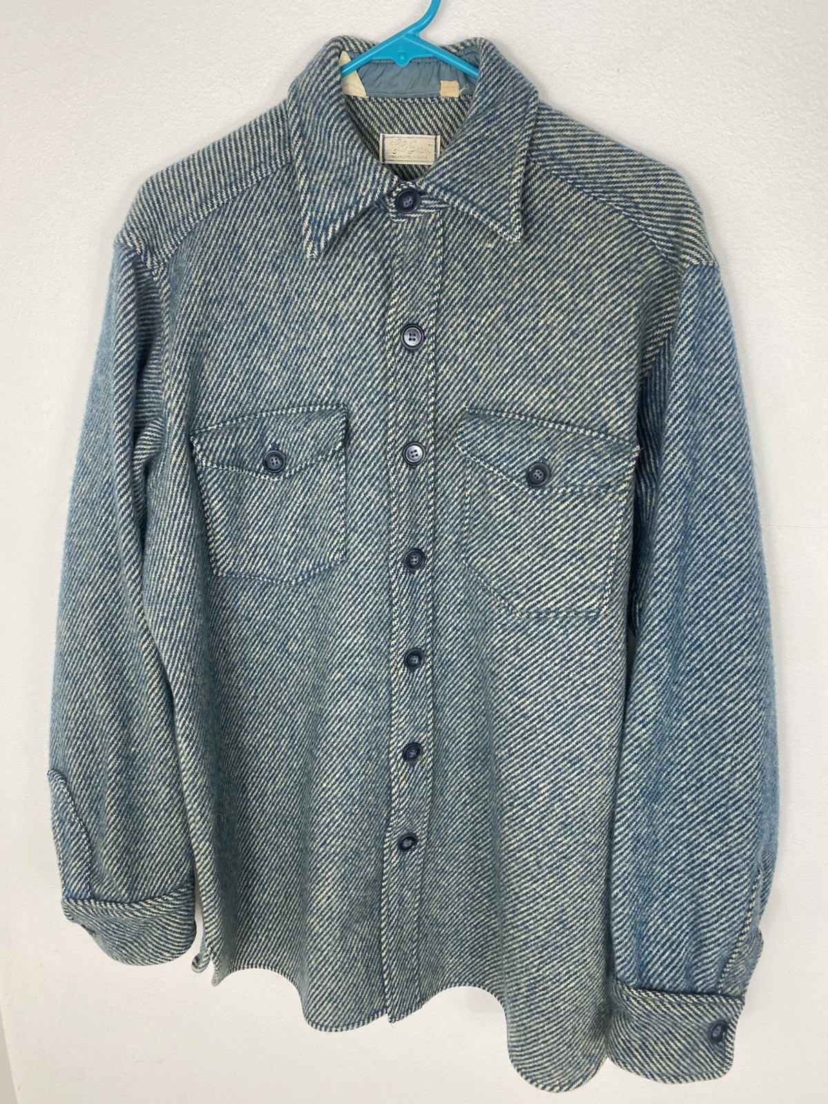 Vtg L.L. Bean Northwoods Shirt Men Large Tall Wool 60’s Script Tag Thick RARE