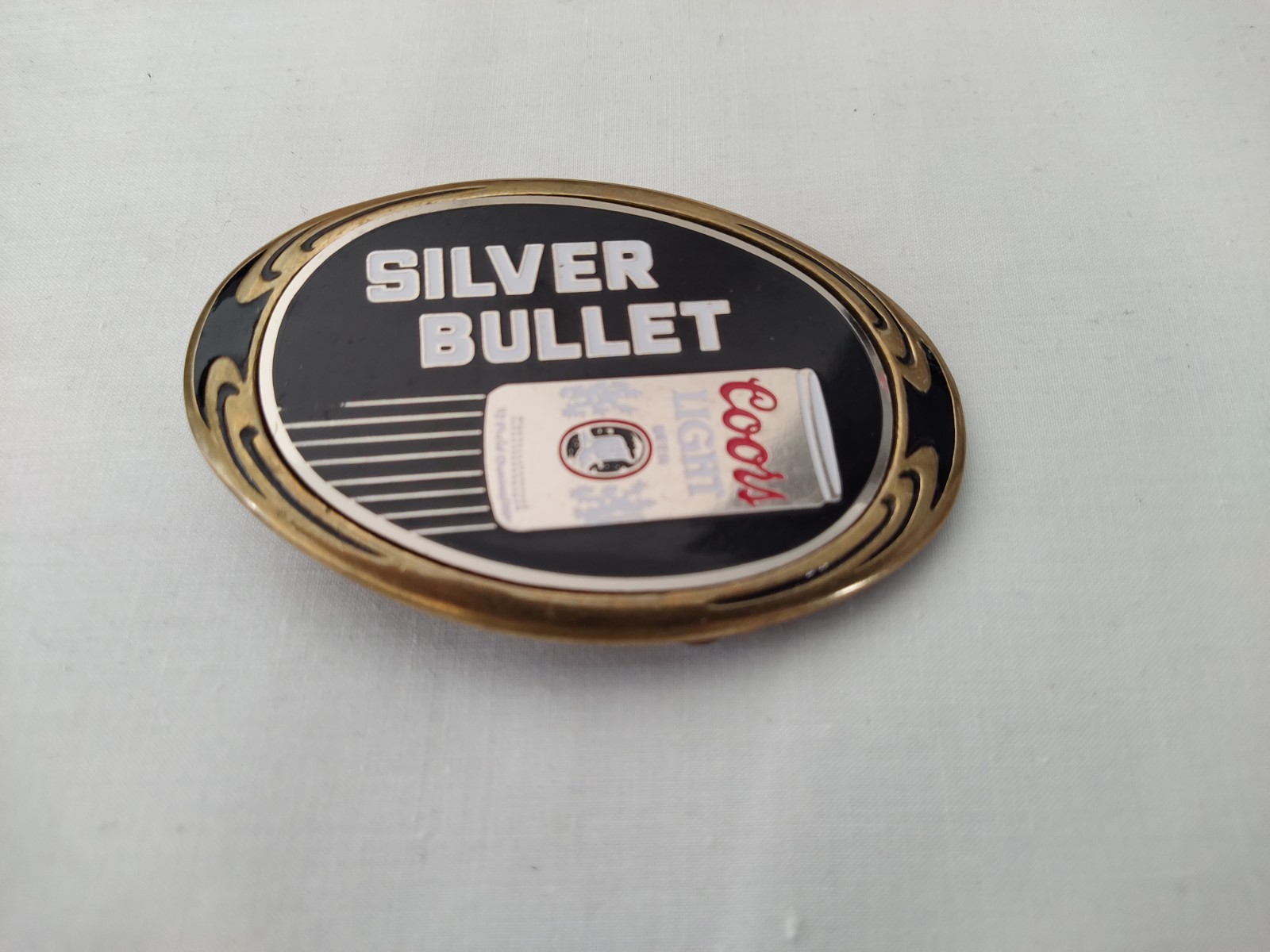 Vintage NAP 1986 Coors Light Silver Bullet Beer Belt Buckle 