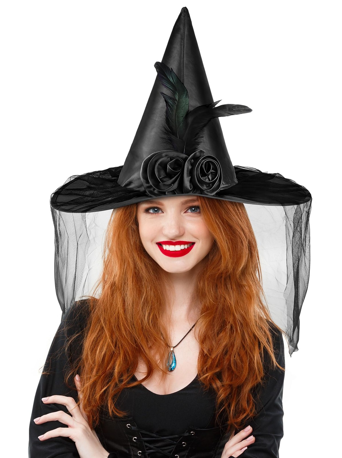 Landisun Halloween Witch Hat Black Witch Hats Witches Hats for Women Wizard H...