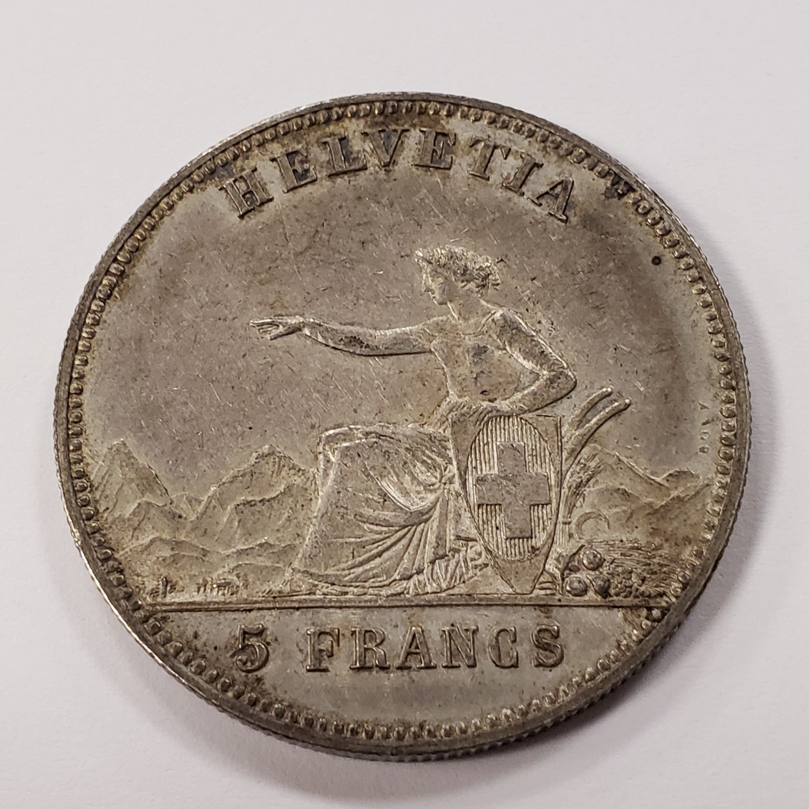 1863 Switzerland 5 Francs Neuchatel Shooting Festival .723 ASW XF+ - S7 - Q5659