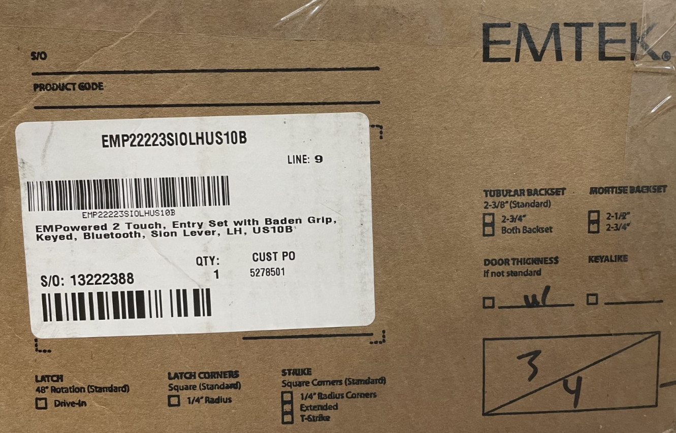 Emtek EMP22223SIOLHUS10B Electronic Keyless Handleset - Oil Rubbed Bronze - READ