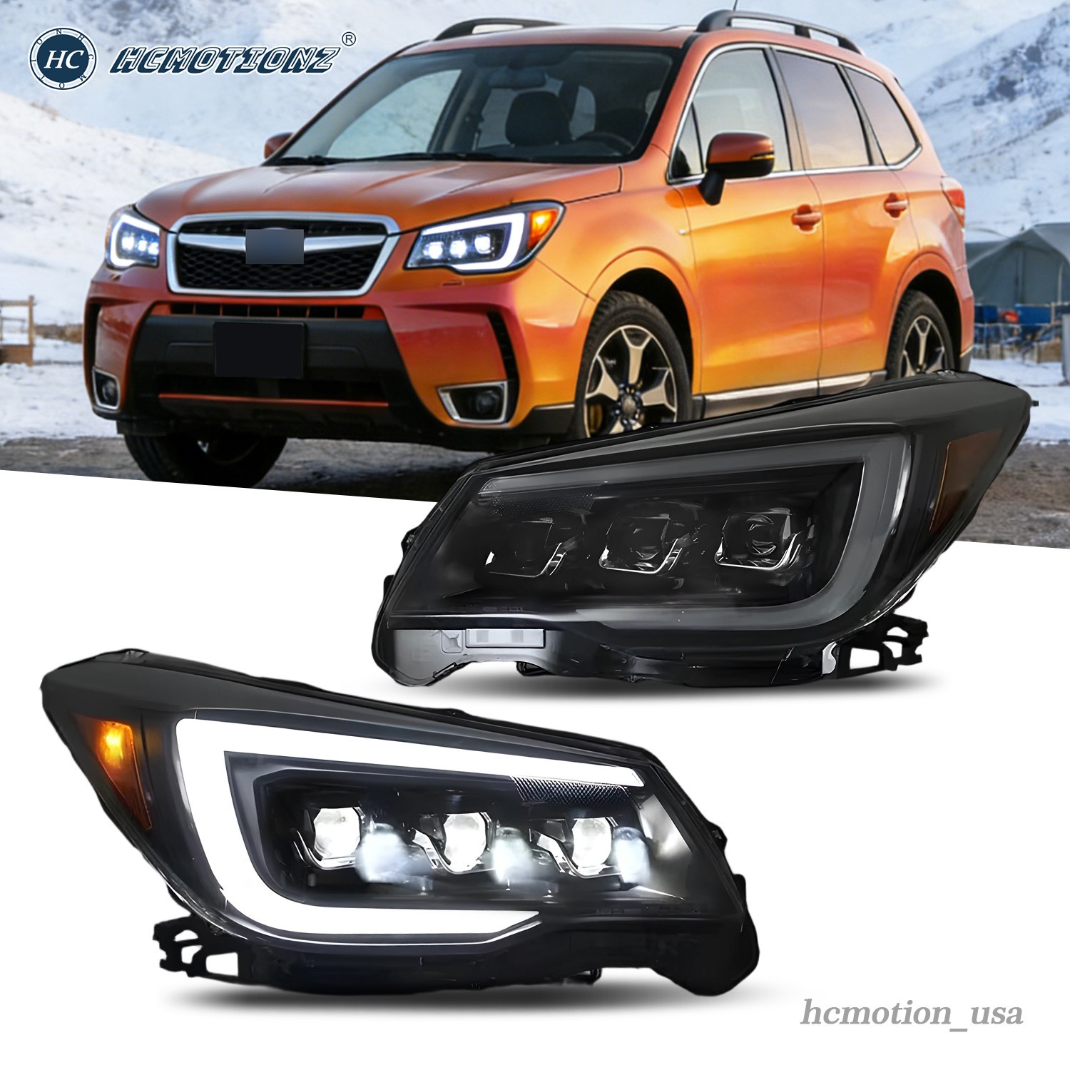 HCMOTION LED Headlights For Subaru Forester 2013-2018 Start UP Animation Pair