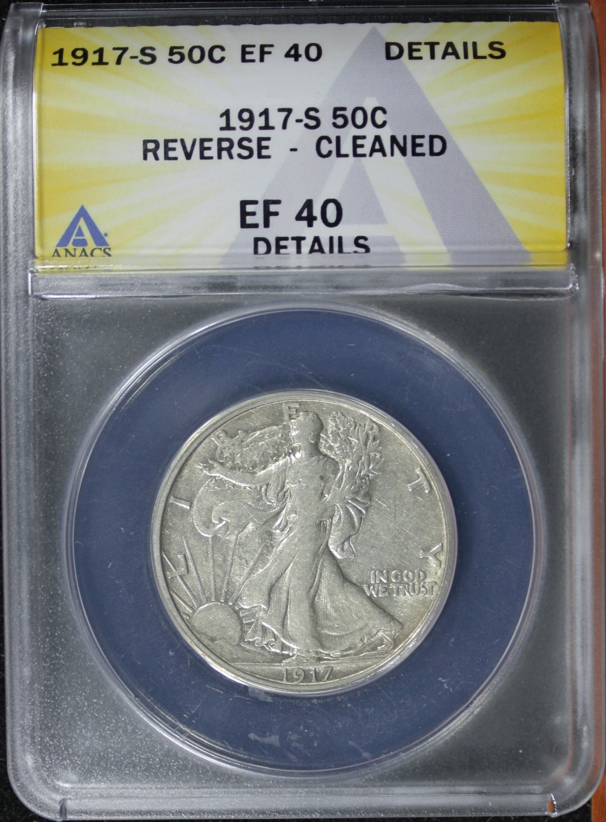 1917-S REVERSE WALKING LIBERTY HALF DOLLAR ANACS EF40 DETAILS (2632847) 1917-S REVERSE WALKING LIBERTY HALF DOLLAR ANACS EF40 DETAILS (2632847)