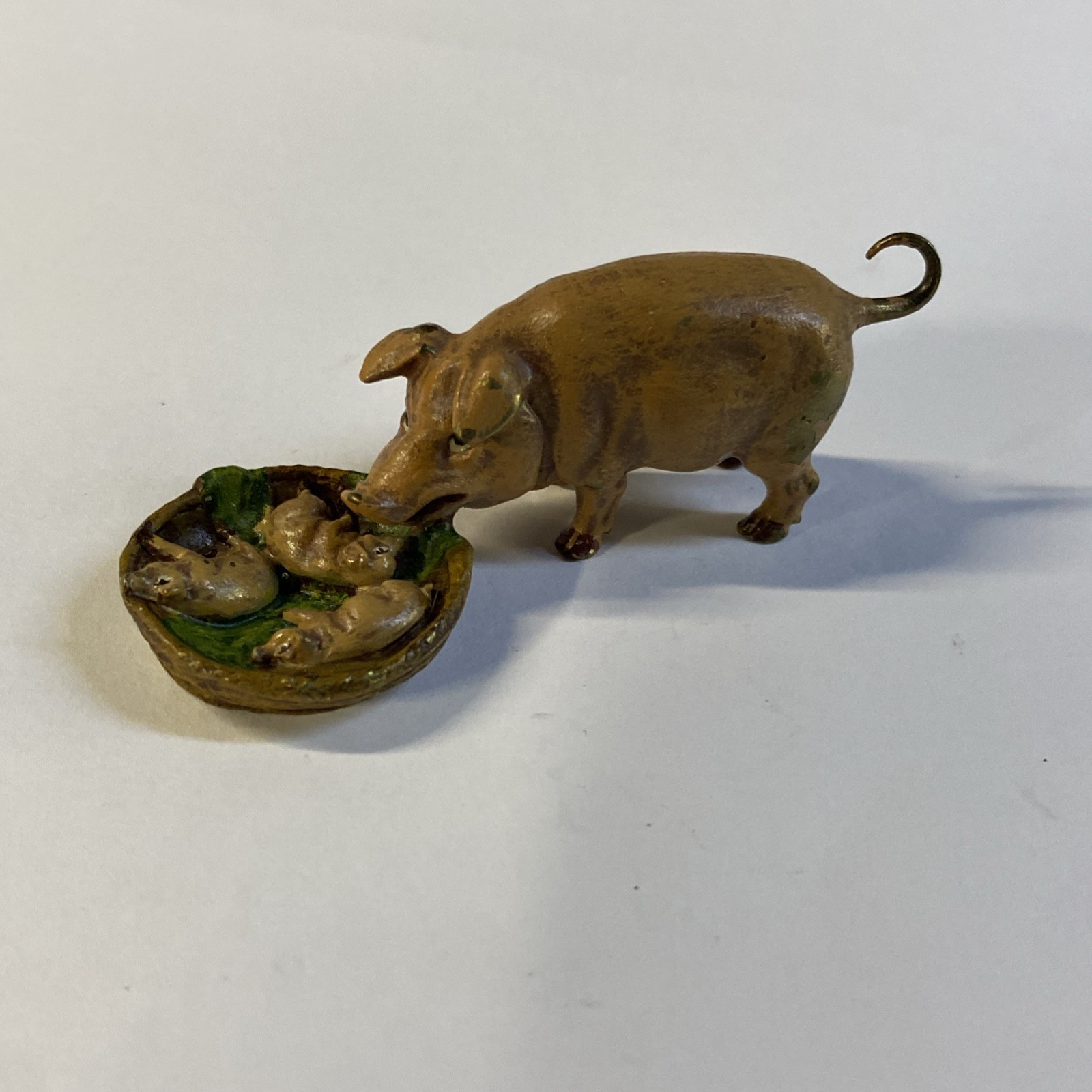 Vienna Bronze PIG Mother with Piglets Bermann Austria Brass Cold Painted Austria