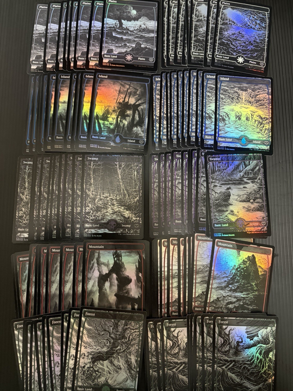 MTG Crimson Vow Eternal Night Basic Lands 100 FOIL Full Art  Magic ENGLISH