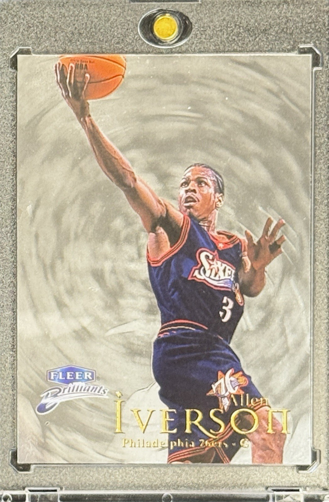ALLEN IVERSON RARE 1999 SILVER STORM FLEER BRILLIANTS INVESTMENT CARD SIXERS MNT ALLEN IVERSON RARE 1999 SILVER STORM FLEER BRILLIANTS INVESTMENT CARD SIXERS MNT
