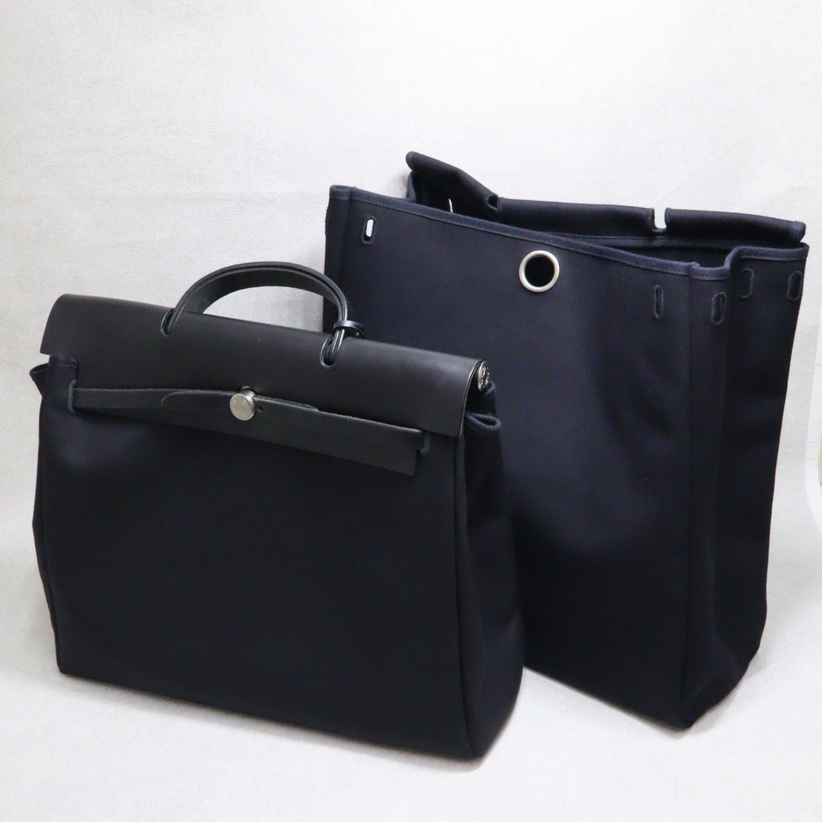 InStock HERMES Herbag MM Black Canvas Leather Shoulder Bag Replacement Bag