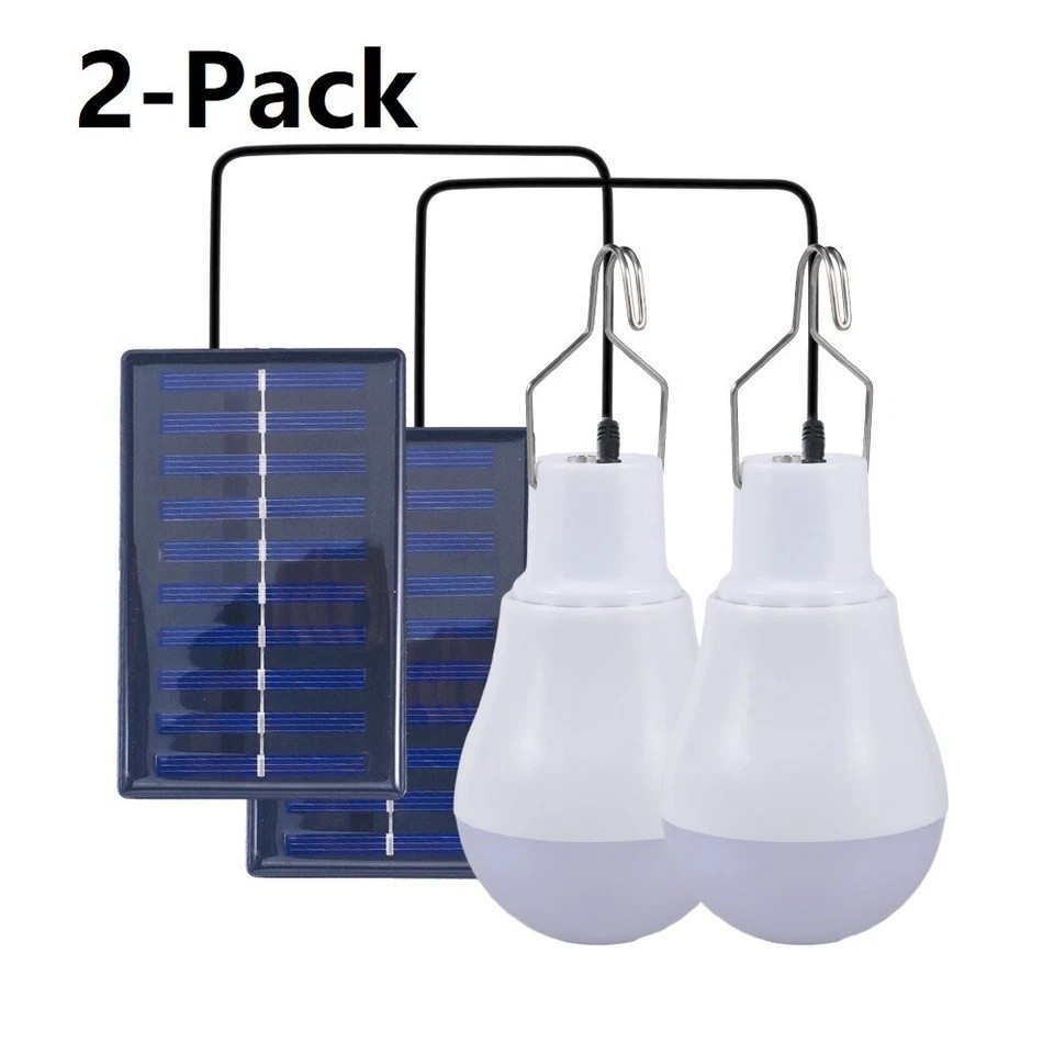 1/2x Portable Solar Panel Powered LED Lights Bulb Light Tent Outdoor Lamp Campin