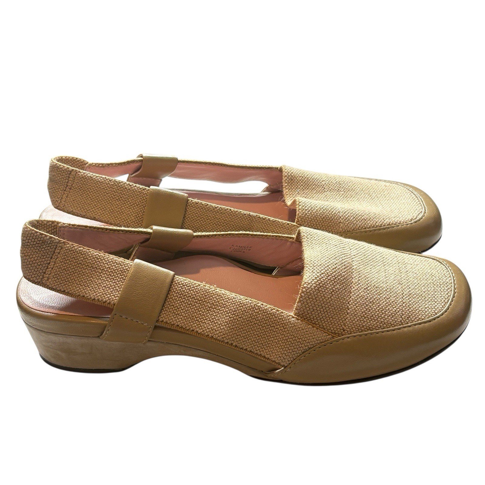 Taryn Rose Beige Kamille Stretch Slingback Sandals Sz 6 Neutral Orthopedic Comfy