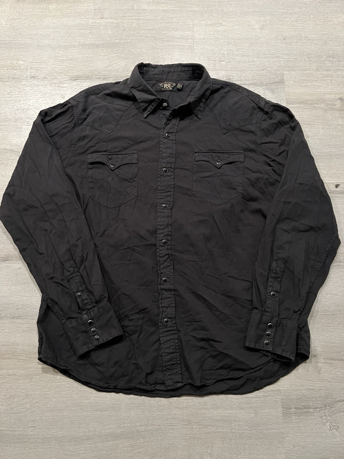 Double RL RRL Black Pearl Snap button down Men’s XL Western Vintage Style rare Double RL RRL Black Pearl Snap button down Men’s XL Western Vintage Style rare
