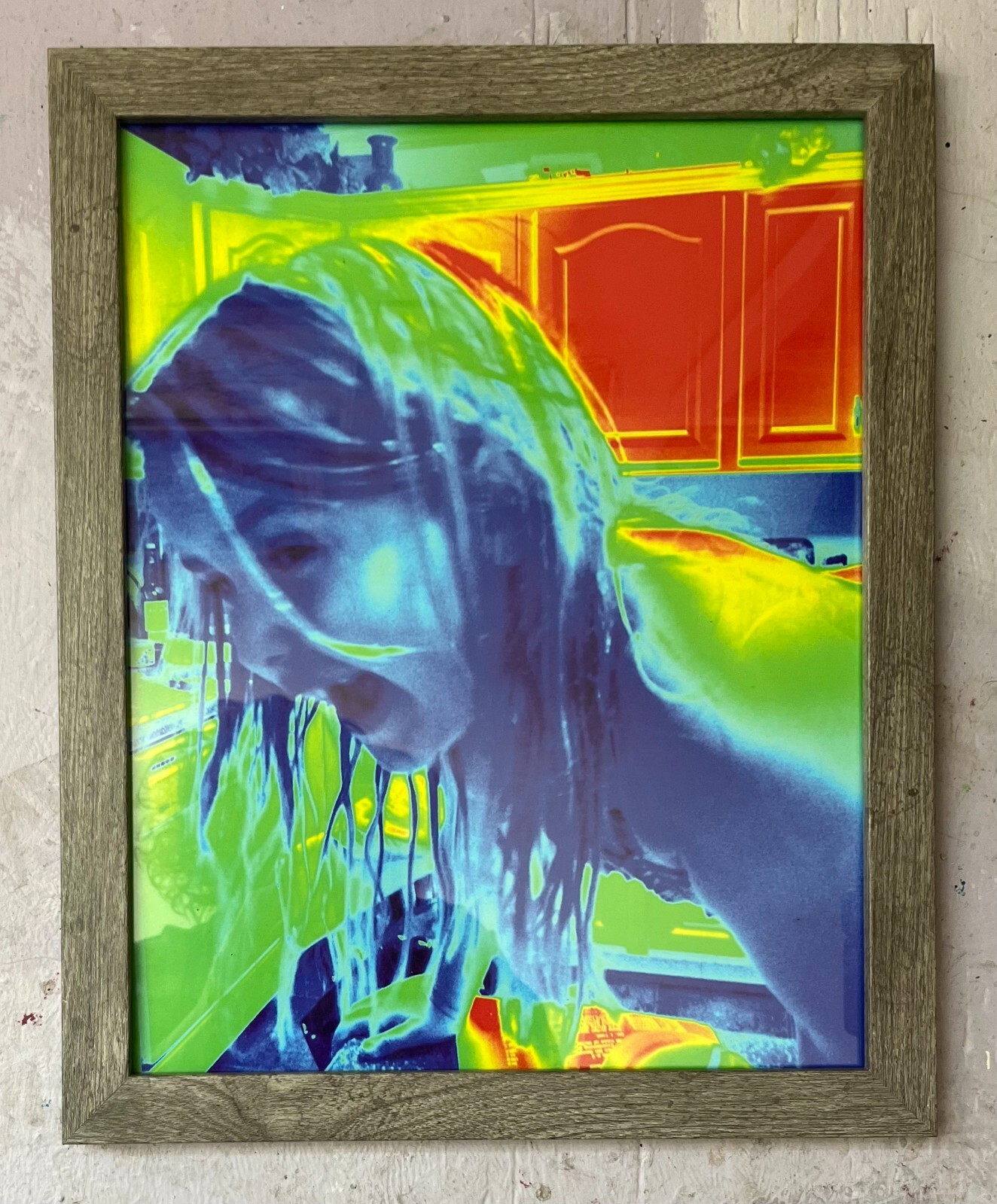‘Hysterical\', Original Mixed Media Pastel Painting, Wood Frame, by Van Ness