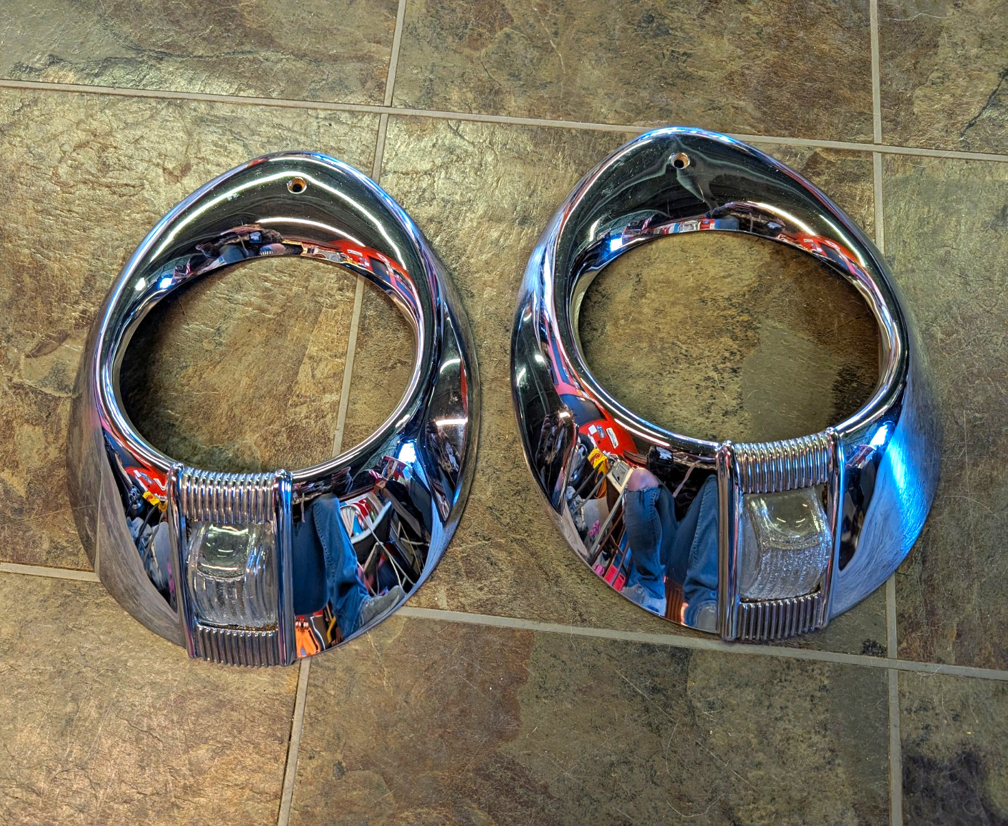 1940 Ford Chrome Headlight Bezels With Lenses