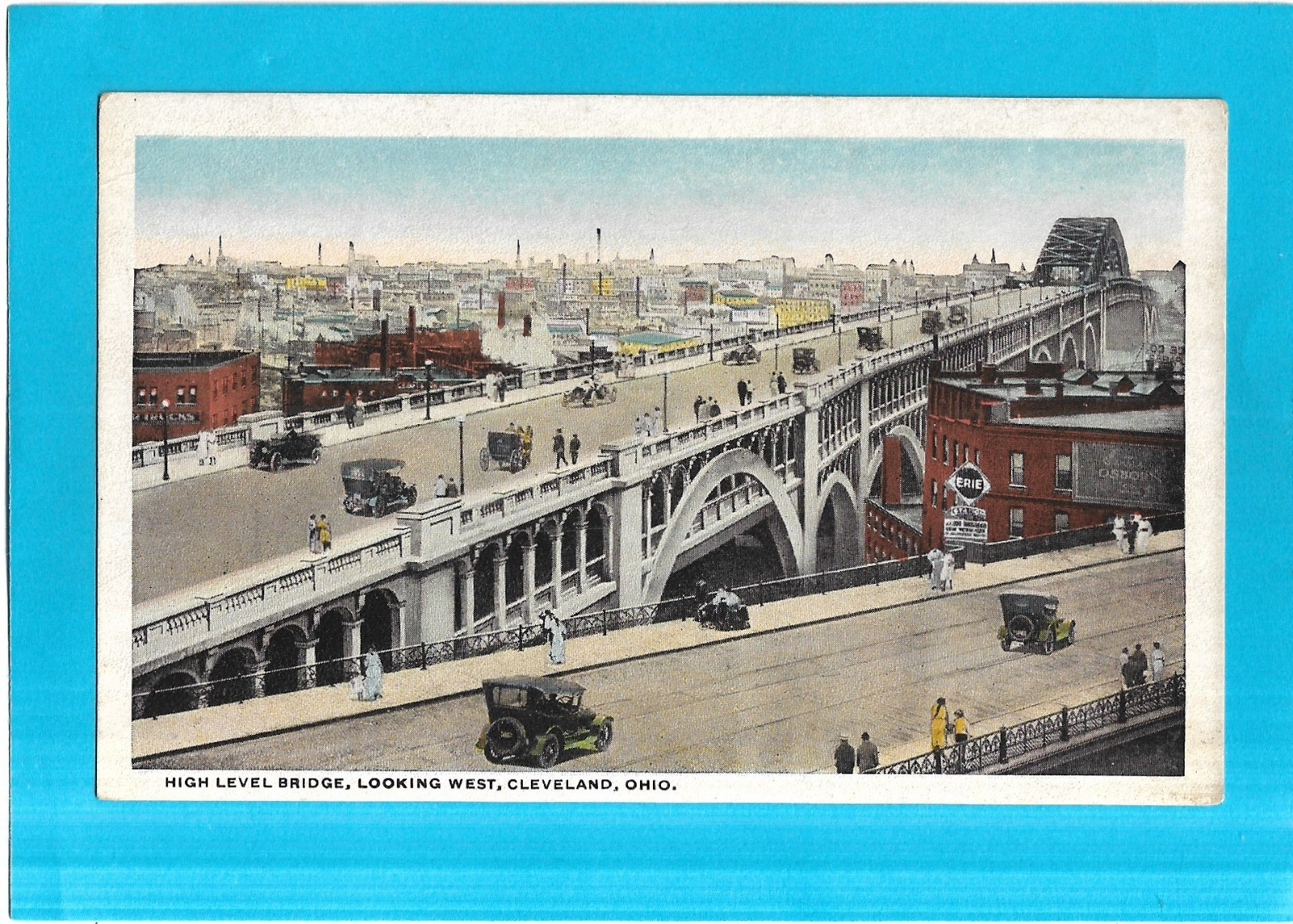 Vintage Postcard-High Level Bridge, Looking West, Cleveland, OH.