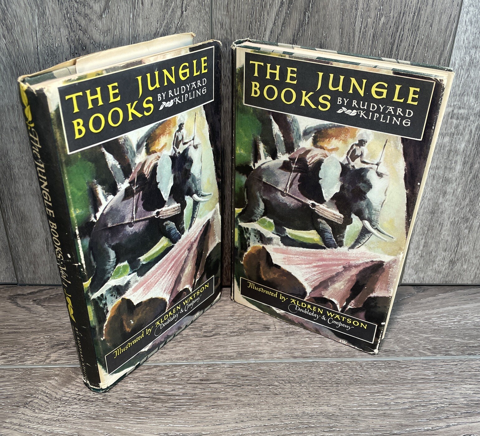 Vintage Rudyard Kipling The Jungle Book 1948 Vol 1, 2 HC Aldren Watson Doubleday