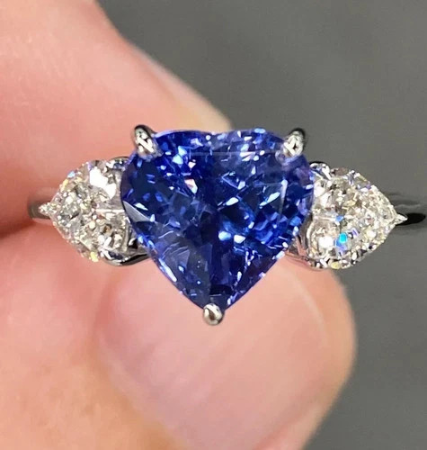 Rare 8.00 Ct Certified Heart Cut Blue Diamond Solitaire Ring in 925 Silver