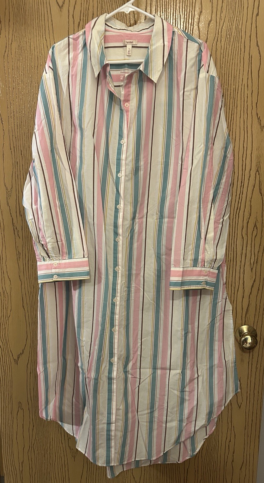 NWT Anthropologie LyreBird Women\'s Striped Button-Down Cotton Shirt XL