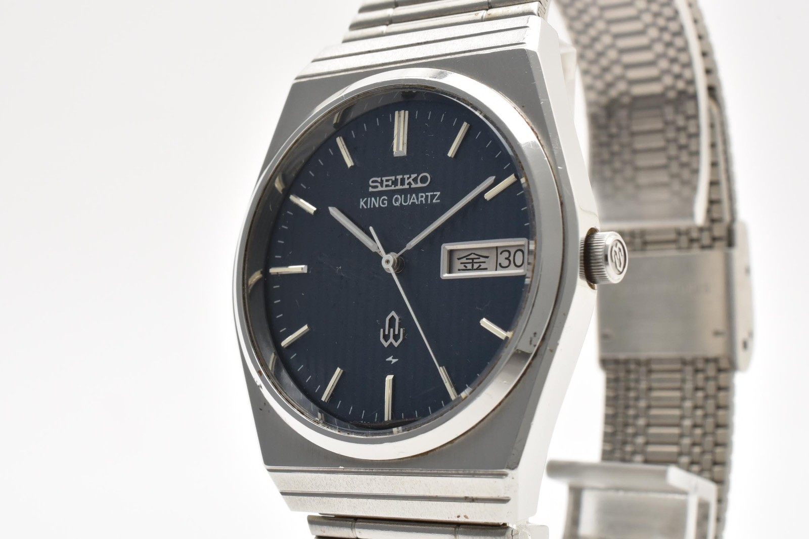 [Excellent+5] Seiko King Quartz 5856-7040 Blue Denim Dial Men\'s Qz Watch JAPAN