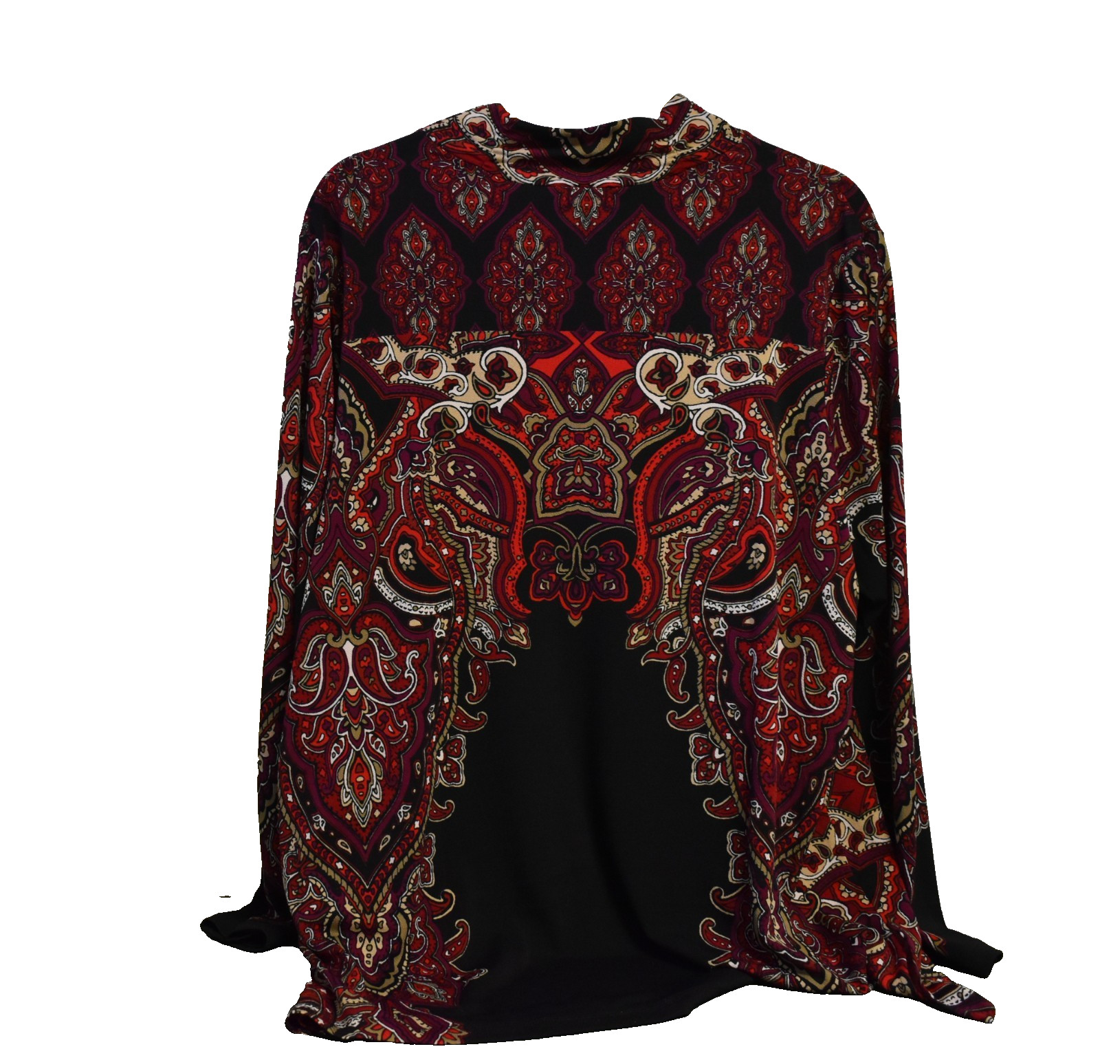 WOMEN\'S CLOTHING, blouse, Susan Graver, Size 1X, Red & Black Paisley WOMEN\'S CLOTHING, blouse, Susan Graver, Size 1X, Red & Black Paisley