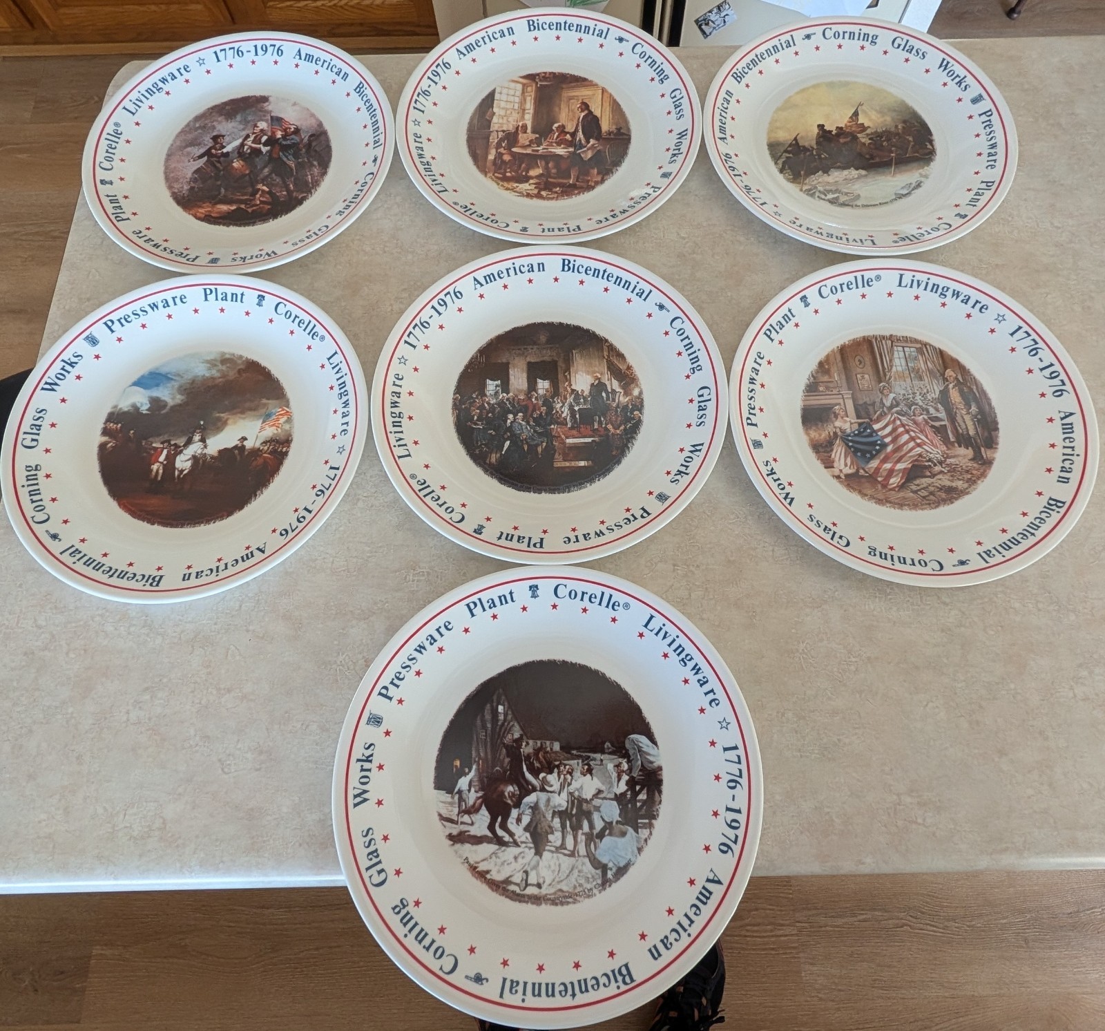 Rare Corning Glass Works Corelle Livingware Bicentennial Plates Set of 7