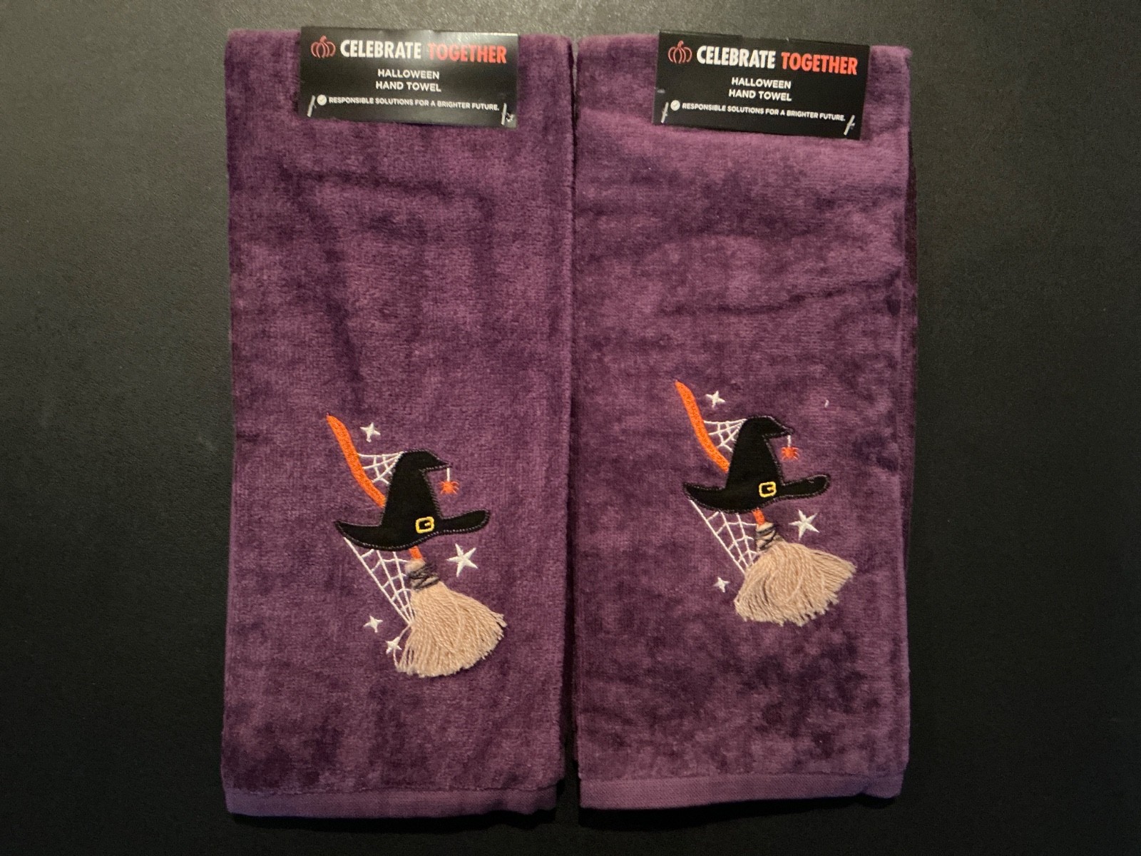 Kohl’s Celebrate Halloween Witchy Hand Towels * Lot of 2*