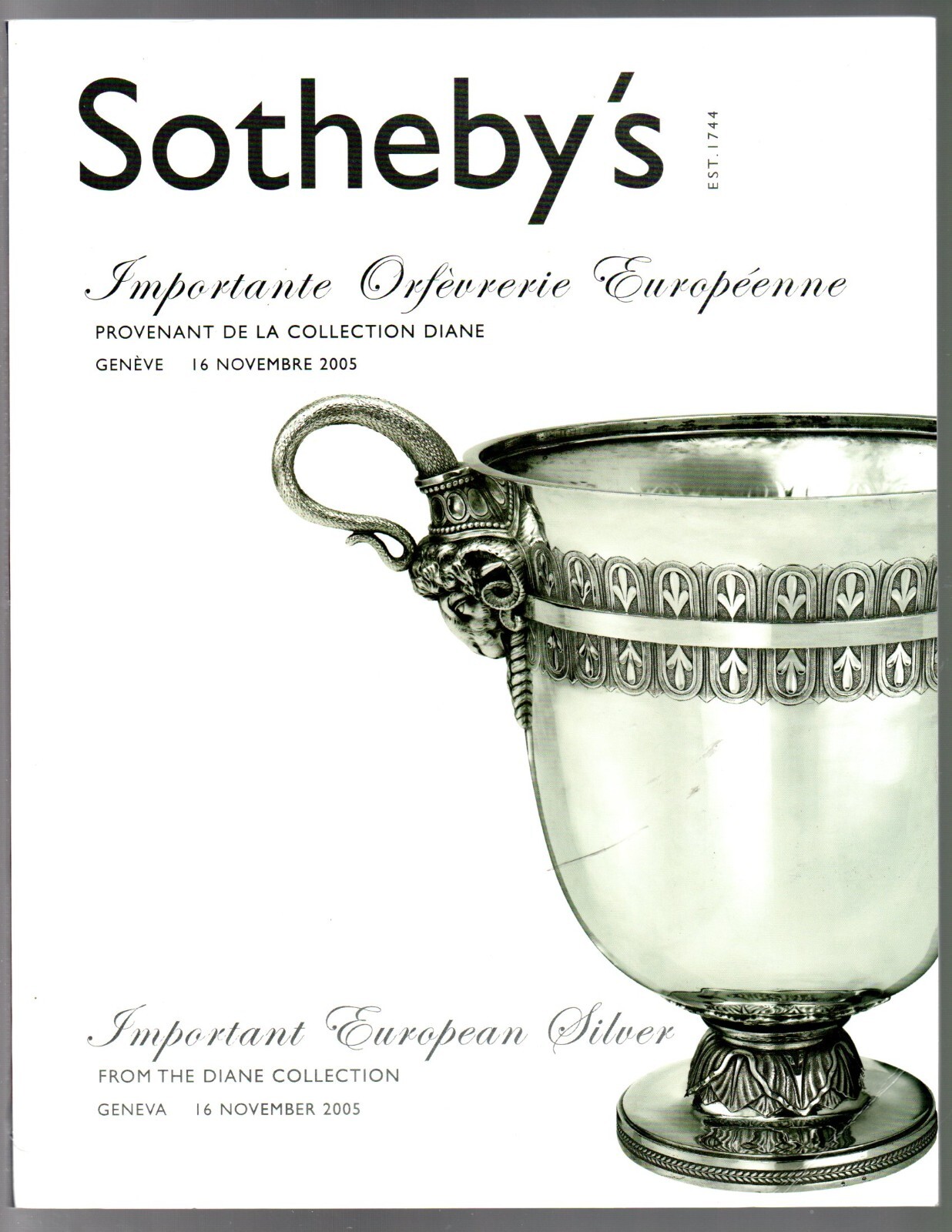 European Silver DIANE Collection SOTHEBY\'S 2005 Geneva Balzac Mulhouse French