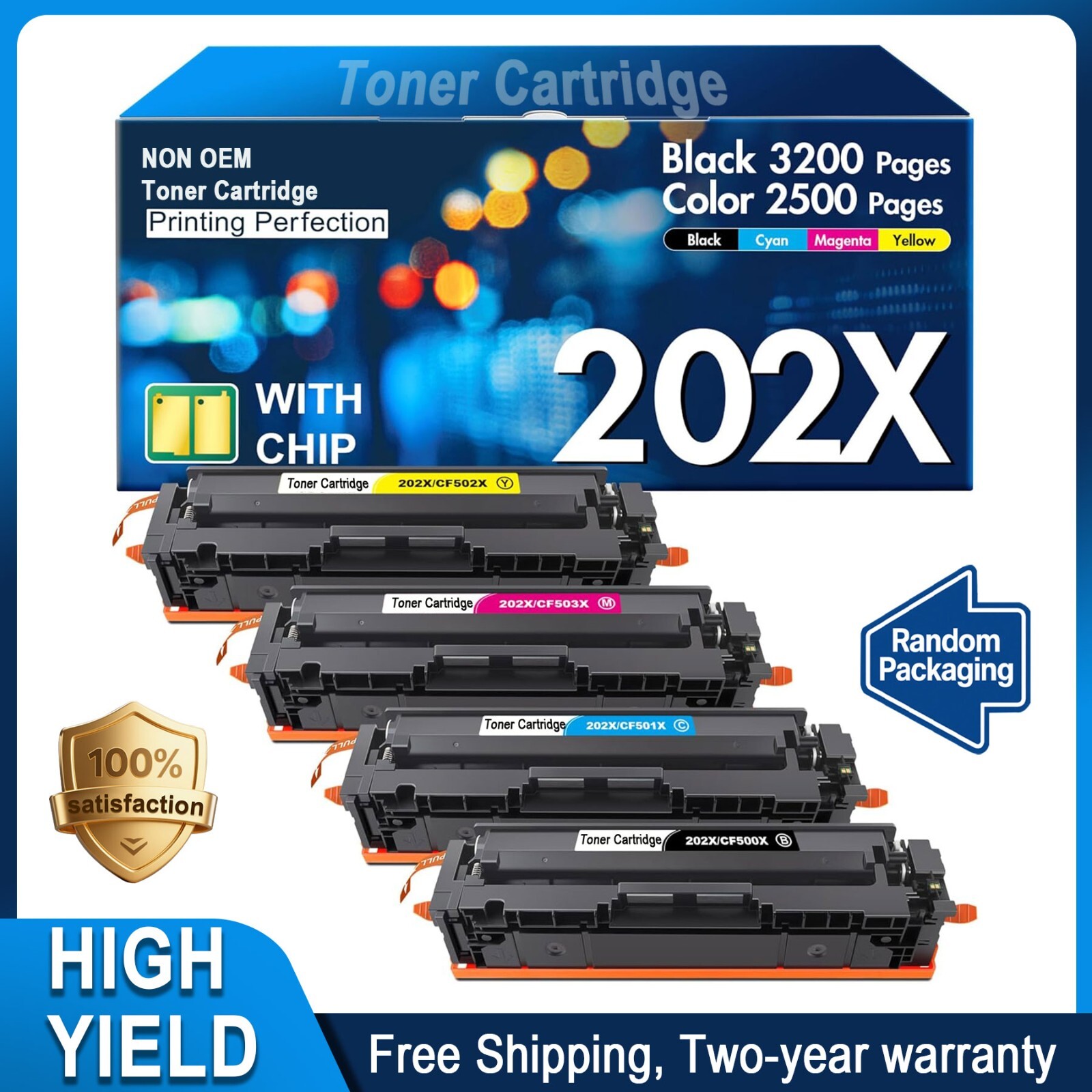 FADSOON® 4PK CF500X 202X Toner For HP 202X Color LaserJet Pro MFP M281cdw M254dw