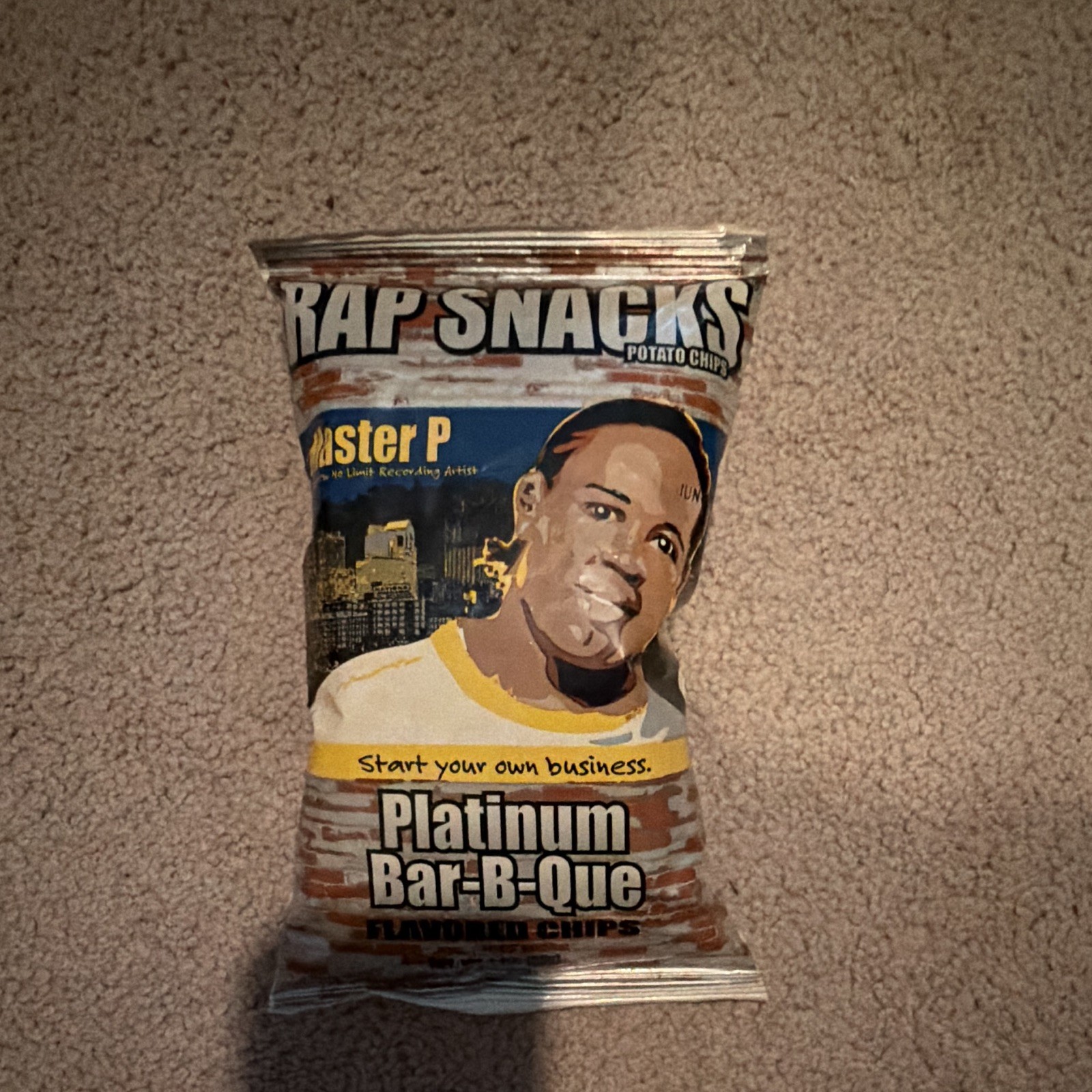 2002 Rap Snacks Master P Platinum Bar-B-Que Potato Chips Bag