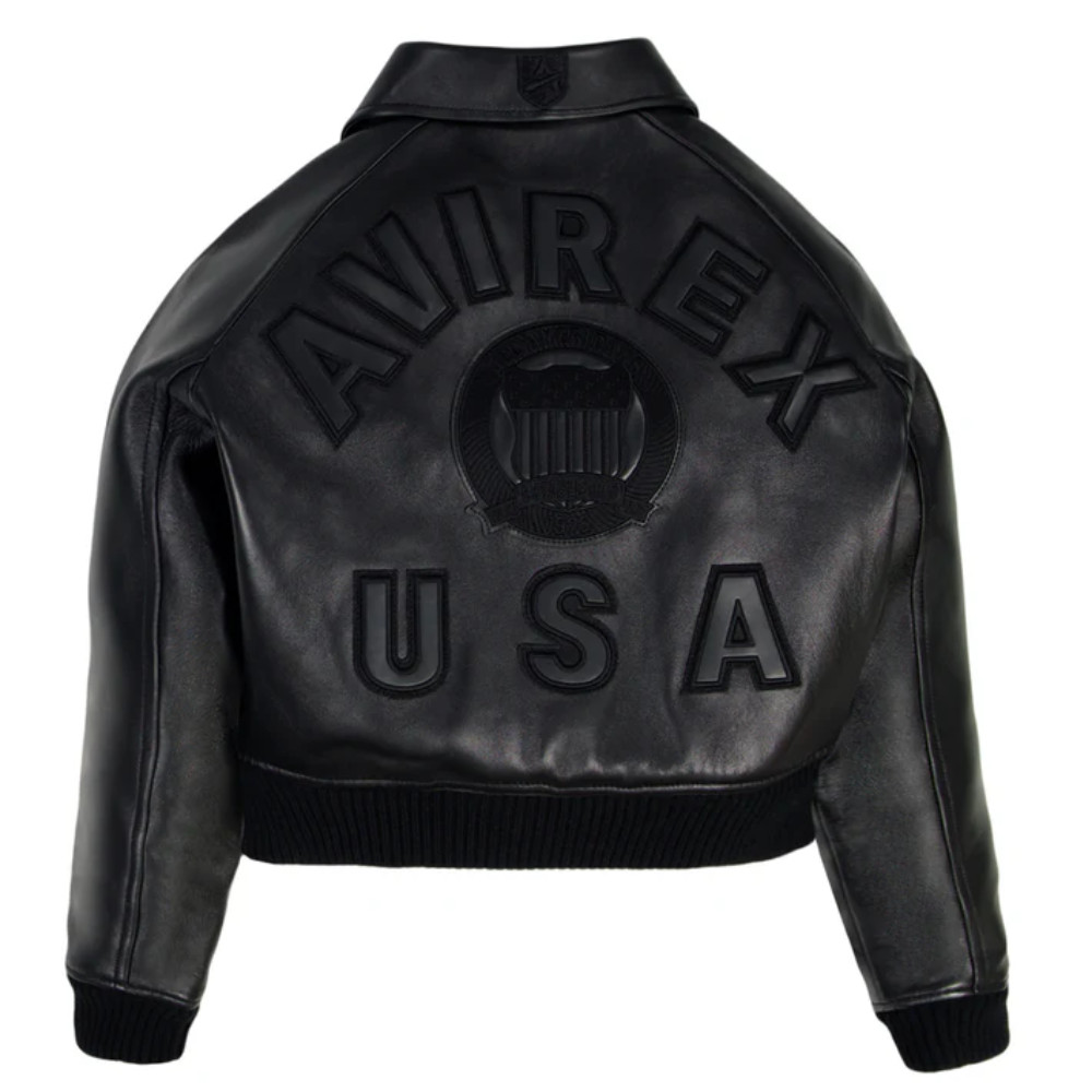 Women\'s Avirex Black Real Bomber American Flight Jacket Leather Jacket Ladies Women\'s Avirex Black Real Bomber American Flight Jacket Leather Jacket Ladies