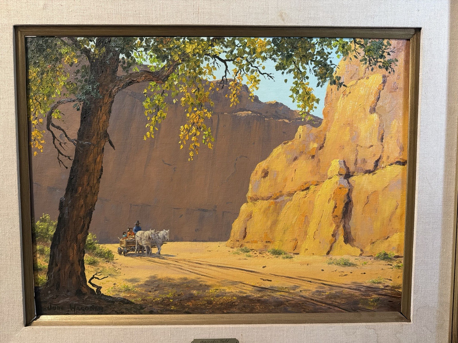 June Wagoner - Oil Painting - Canyon De Chelly Arizona - Navajo Family in Wagon